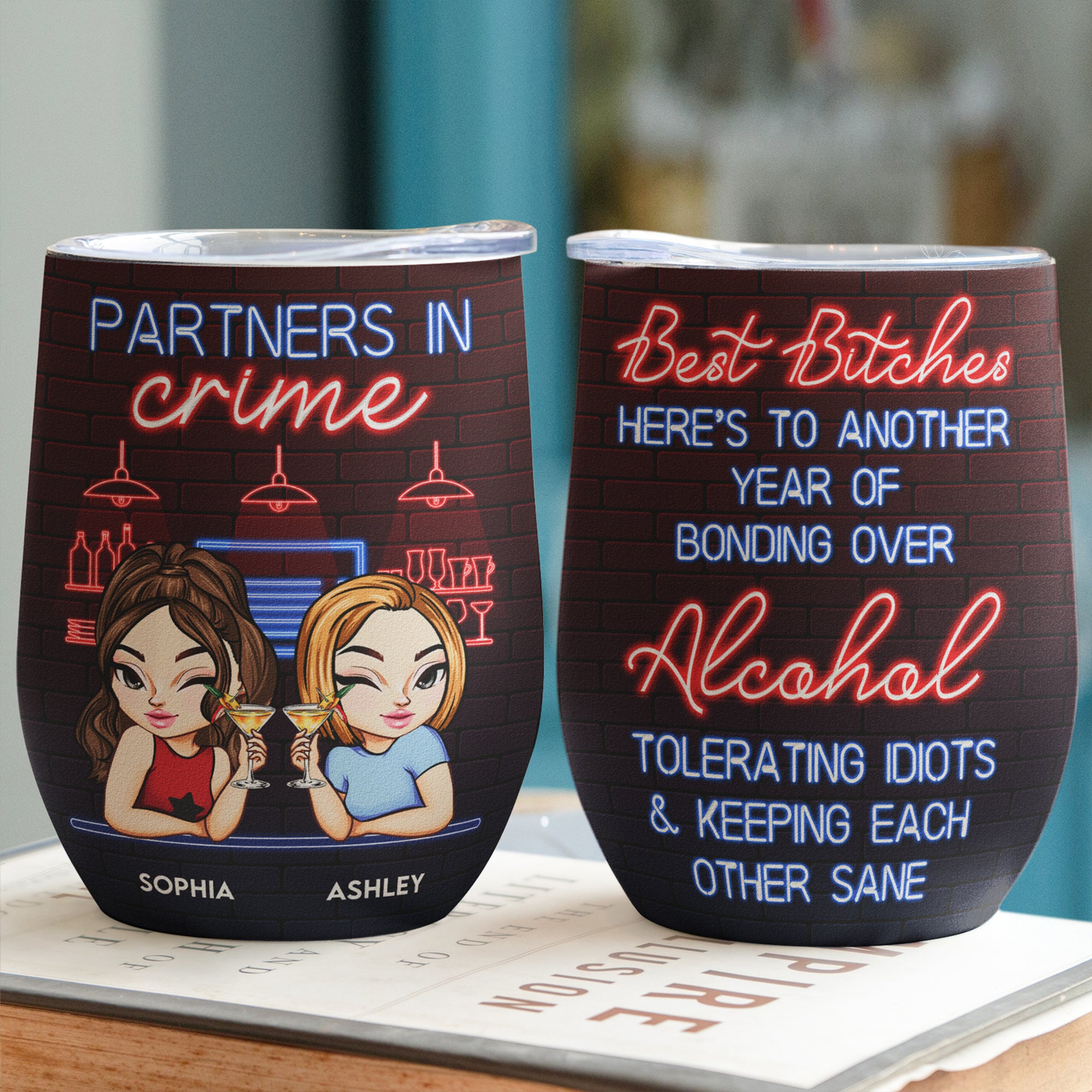 Another Year Of Bonding Over Alcohol - Personalized Wine Tumbler