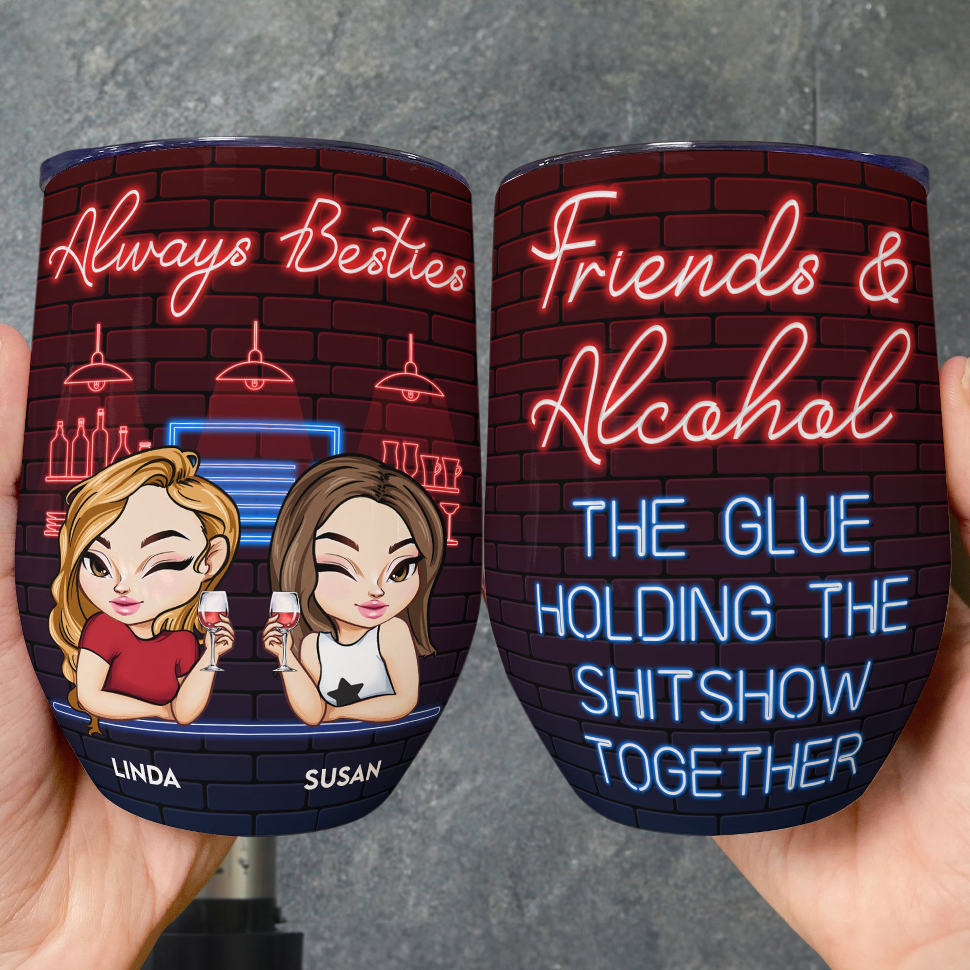 Another Year Of Bonding Over Alcohol - Personalized Wine Tumbler