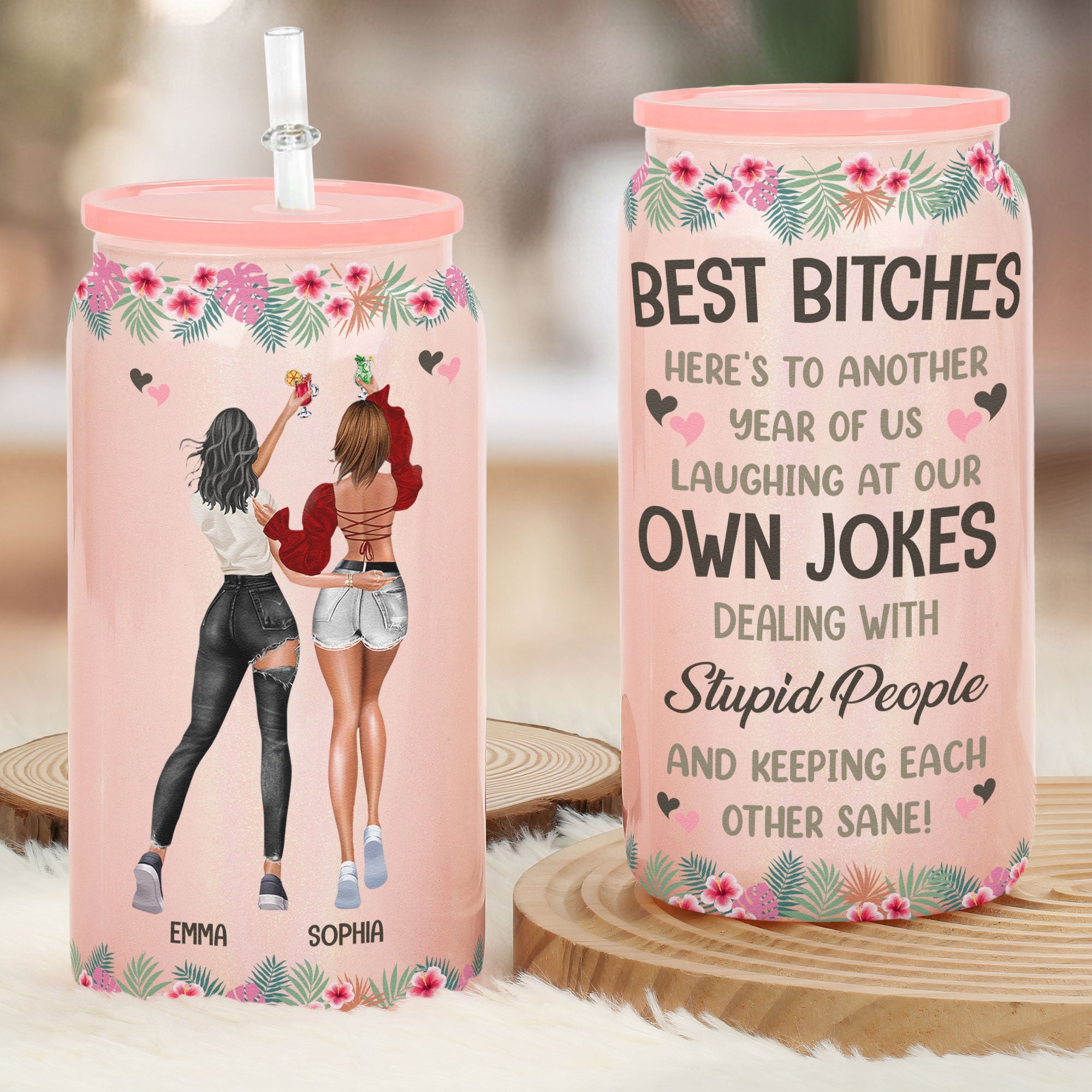 Another Year Of Us Laughing At Our Own Jokes - Personalized Shimmer Glass Can