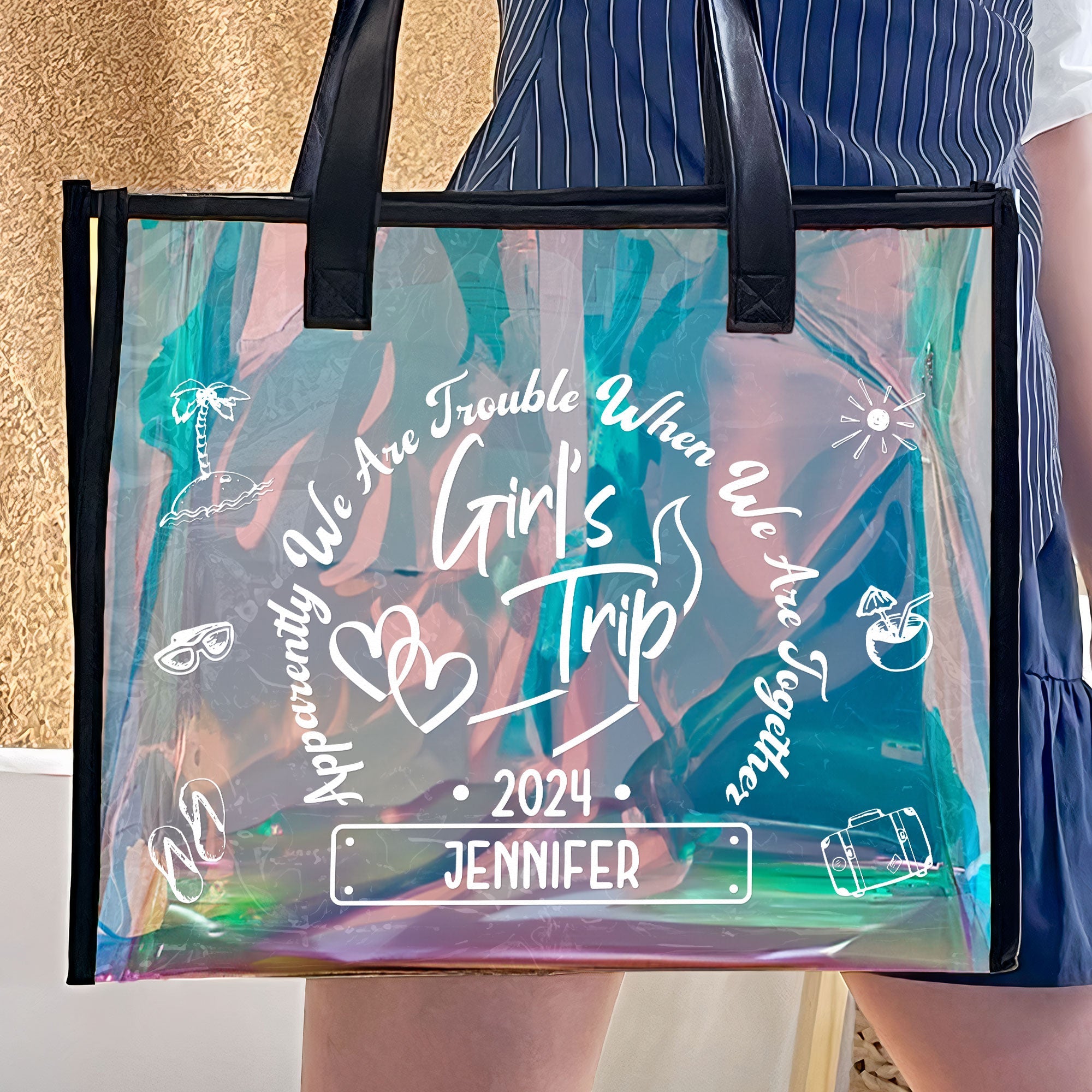 Apparently We Are Trouble When We Are Together - Personalized Holographic Tote