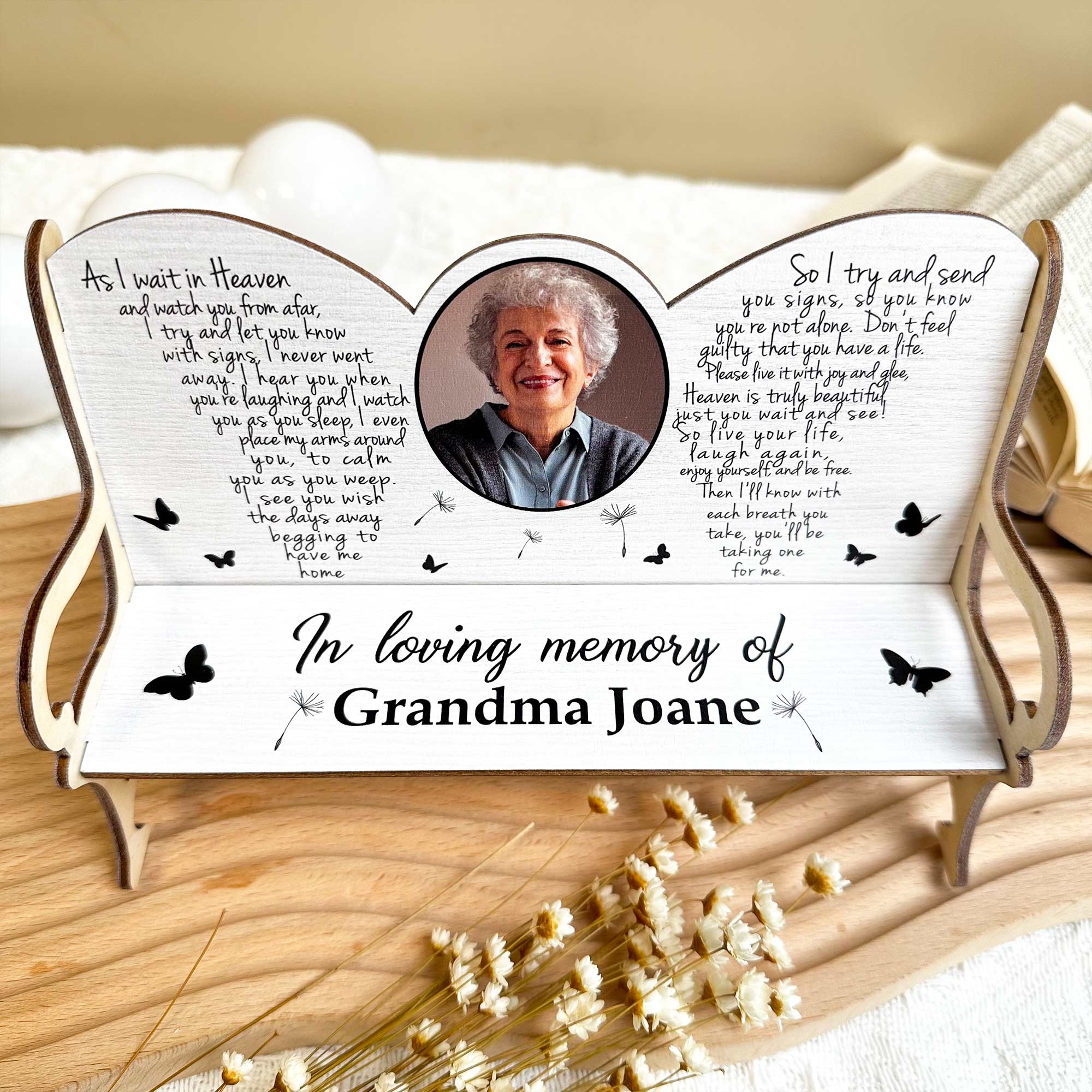 As I Watch You From Afar - Personalized Photo Memorial Bench