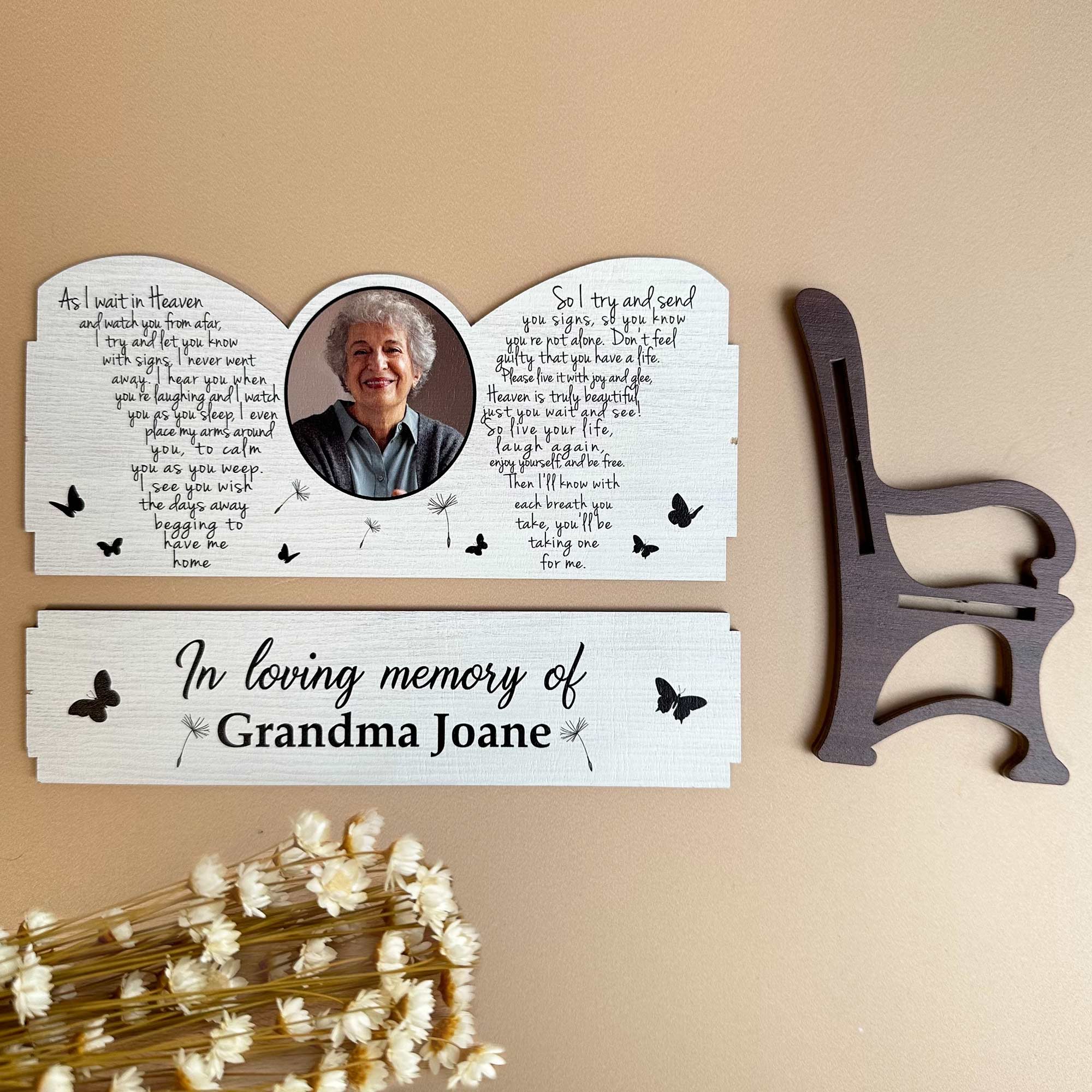 As I Watch You From Afar - Personalized Photo Memorial Bench