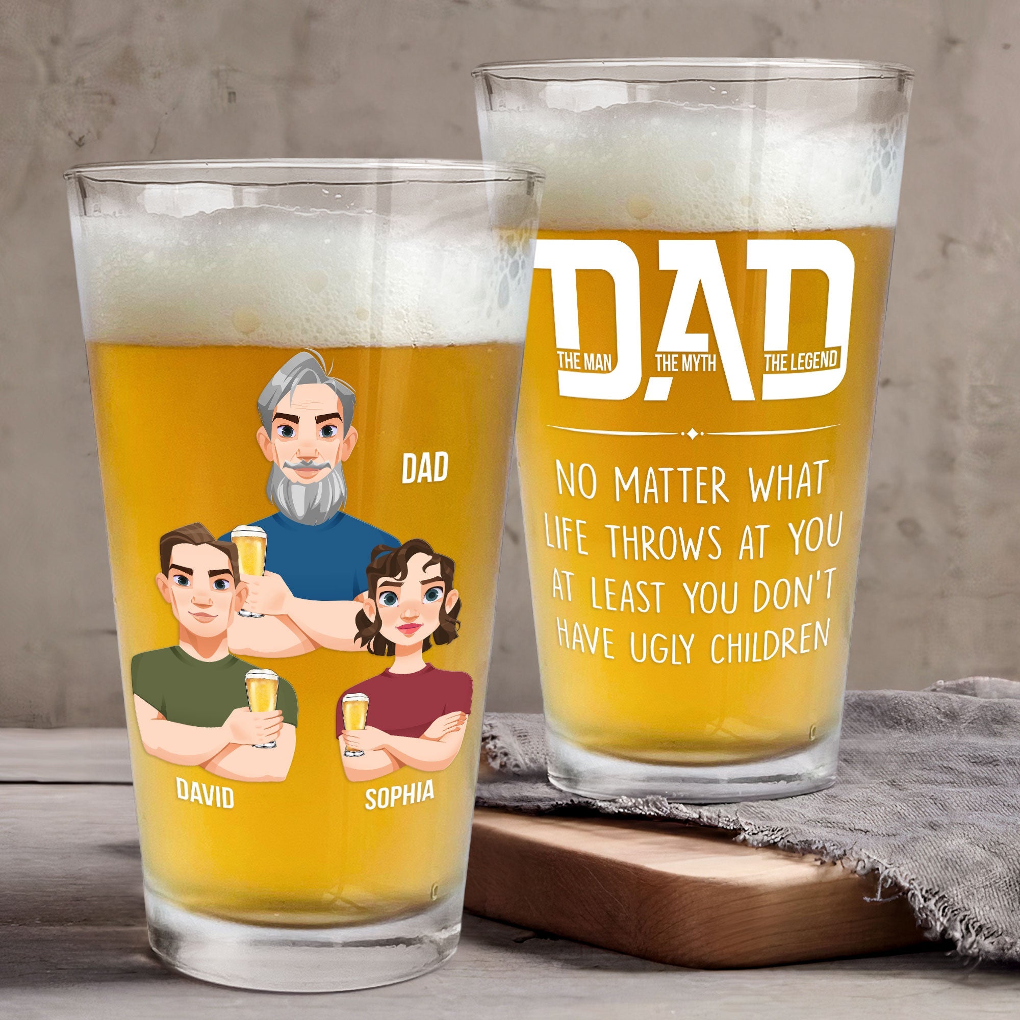 At Least You Don't Have Ugly Children - Personalized Beer Glass