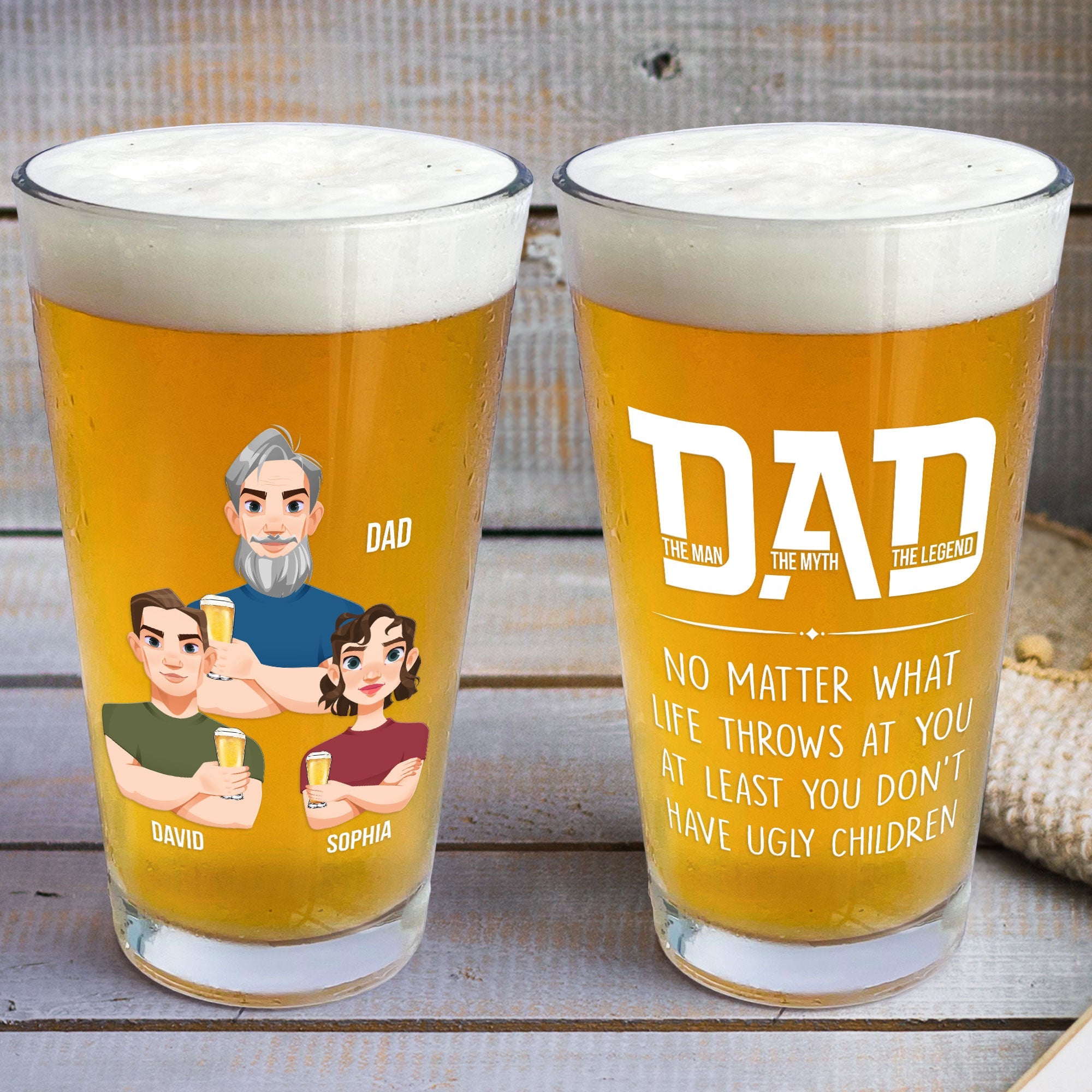 At Least You Don't Have Ugly Children - Personalized Beer Glass