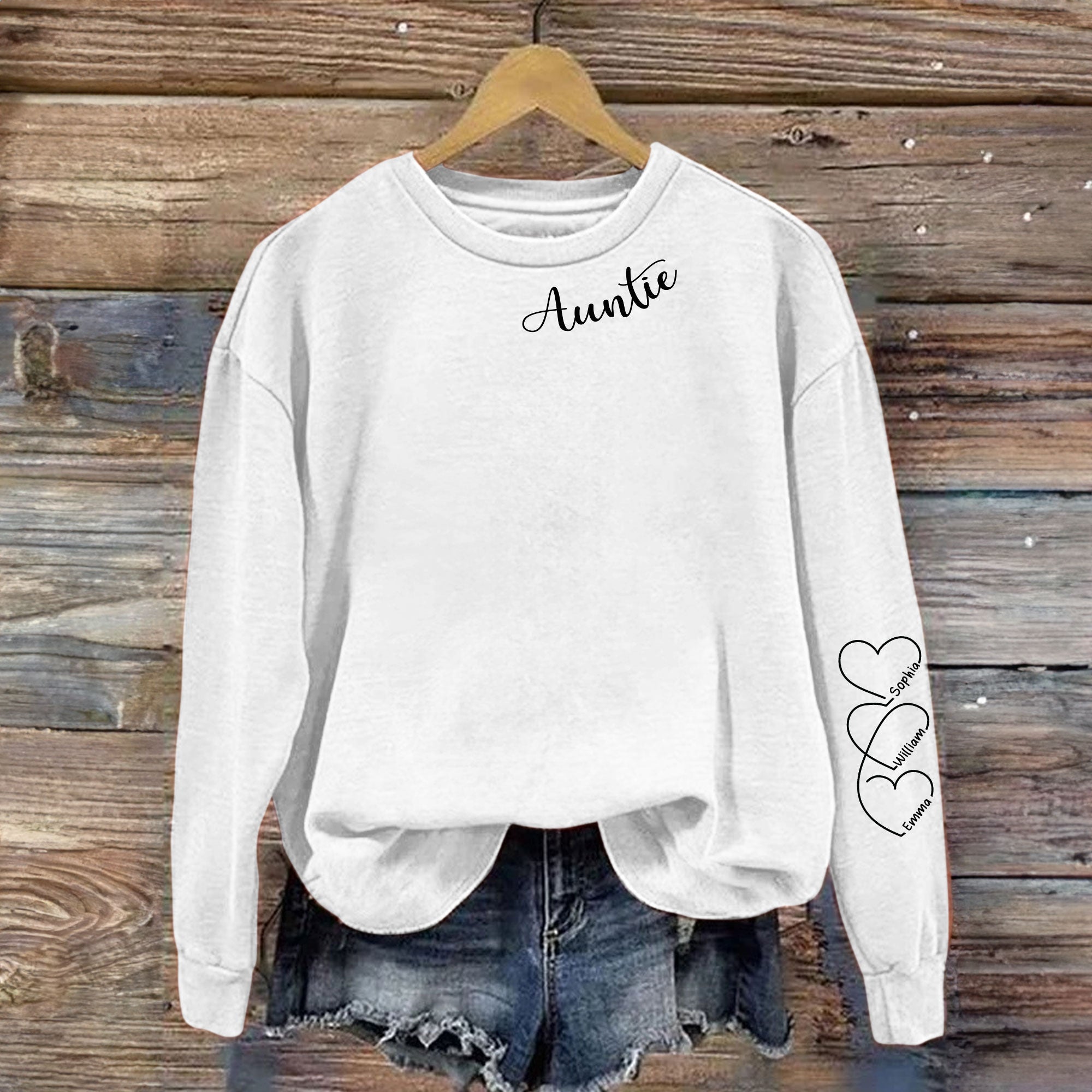 Auntie Gift Custom Her Children's Names - Personalized Sweatshirt