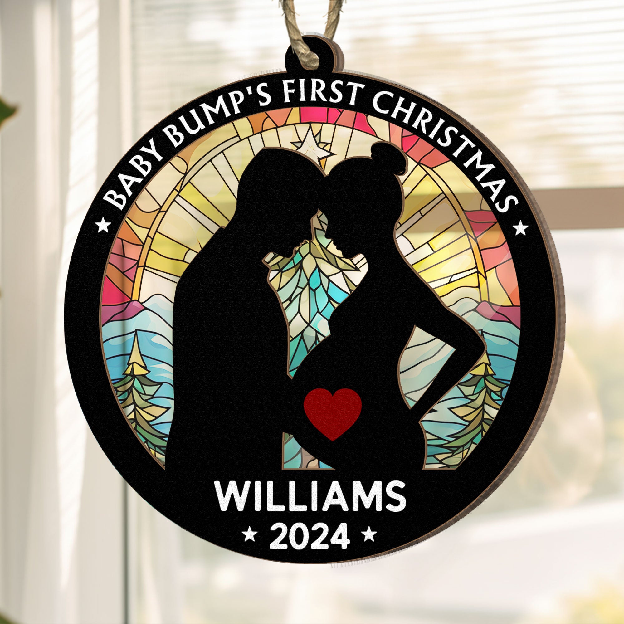 Baby Bump's First Christmas - Personalized Suncatcher Ornament