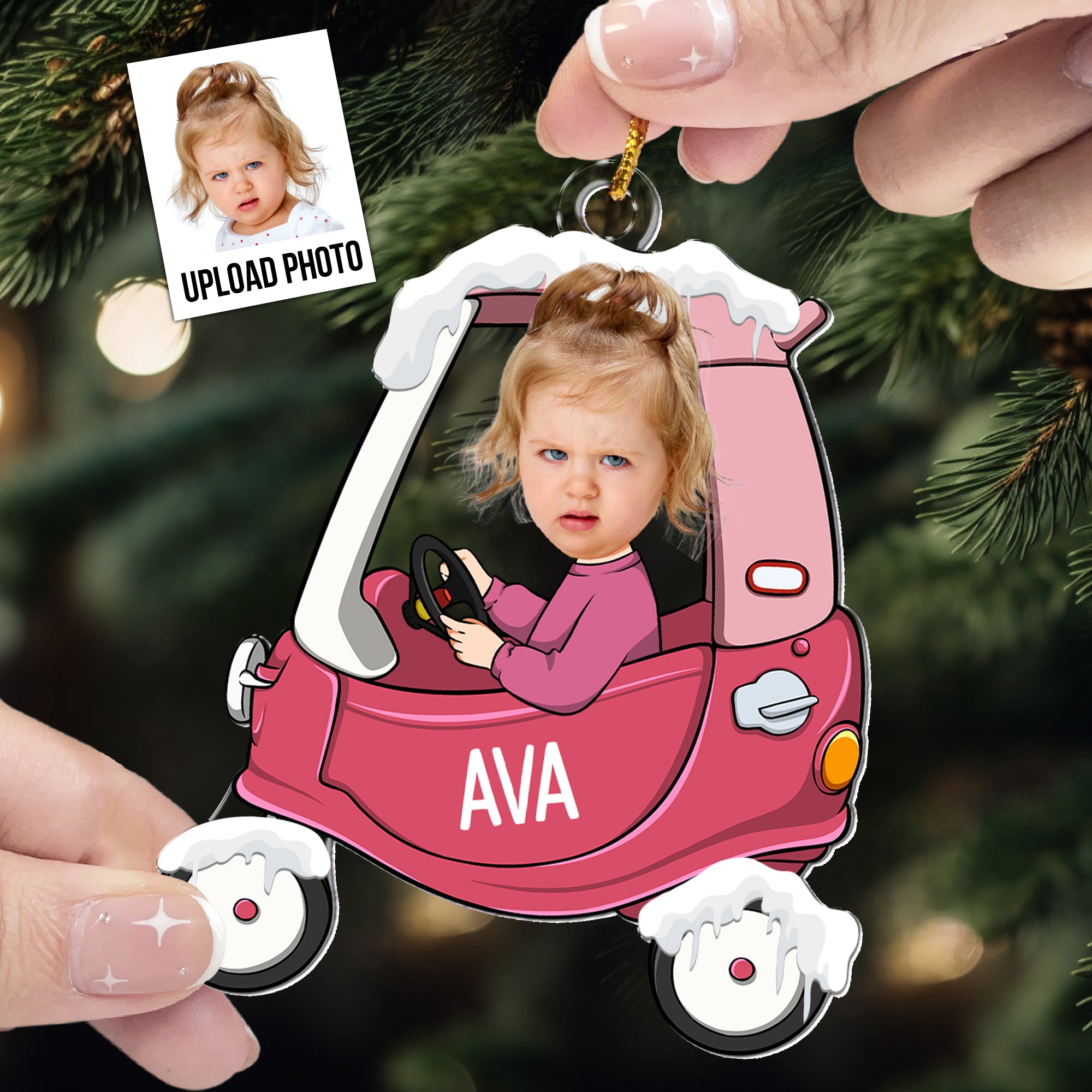 Baby In Car - Personalized Acrylic Photo Ornament