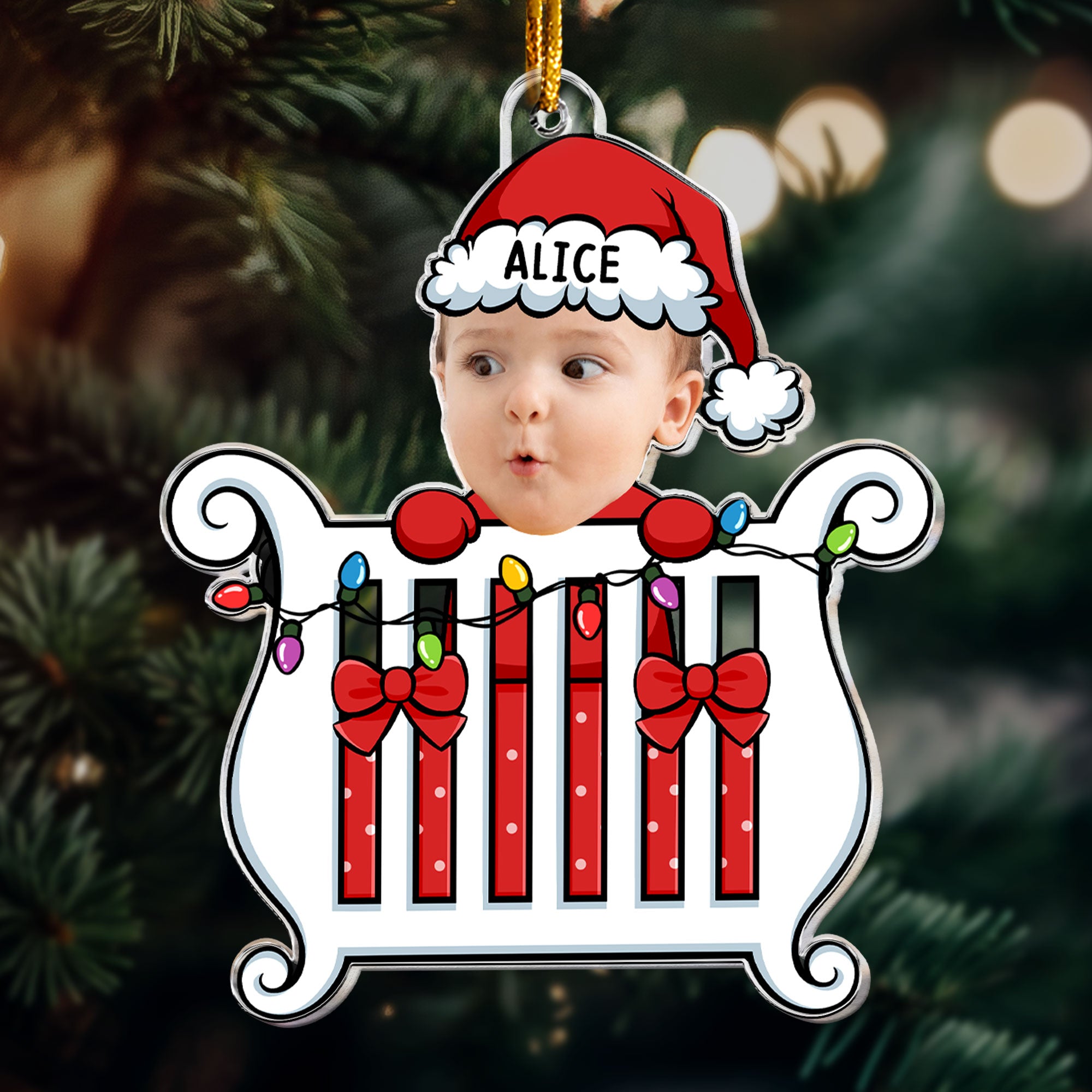 Baby In Crib - Personalized Acrylic Photo Ornament