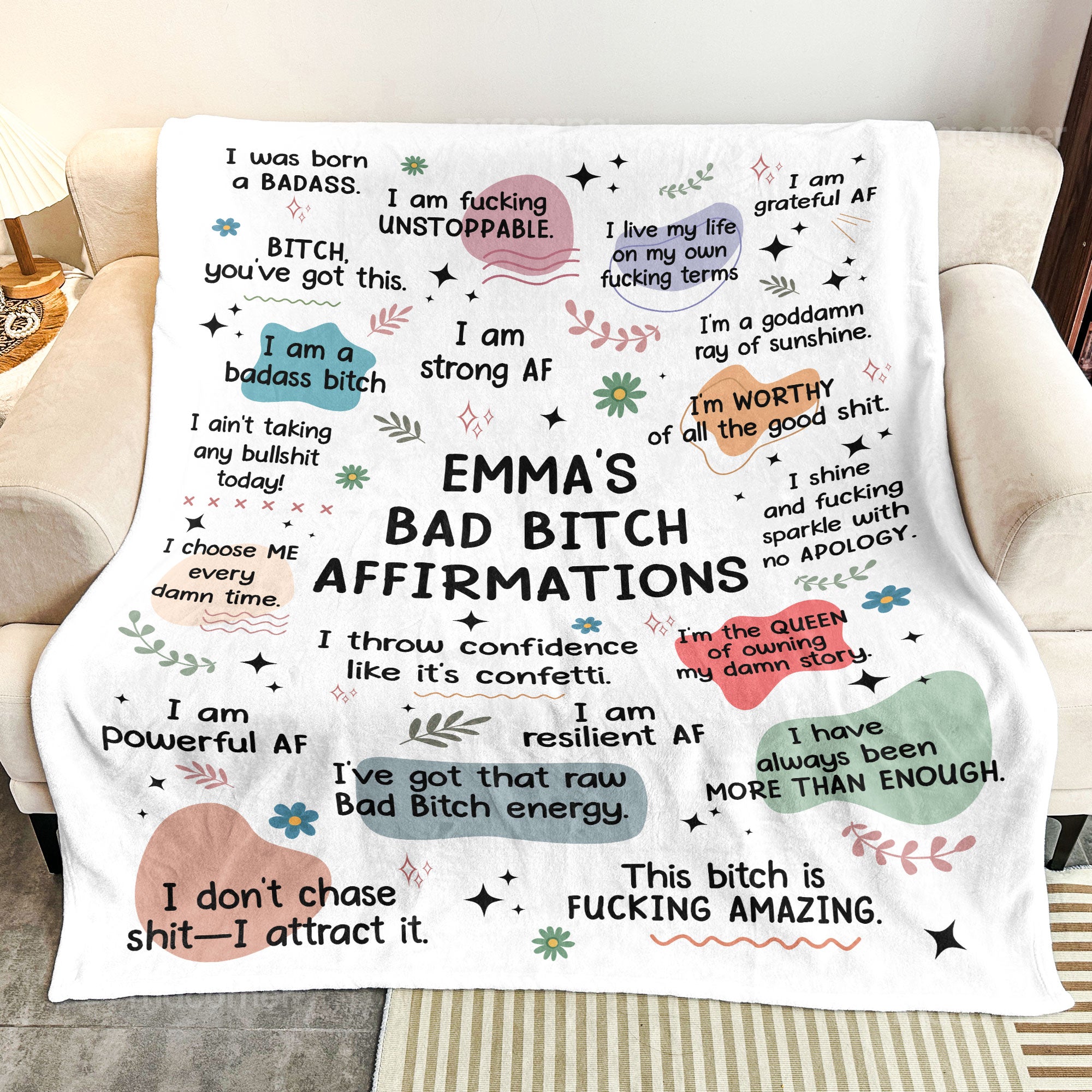 Bad B*tch Affirmations Blanket - Personalized Blanket