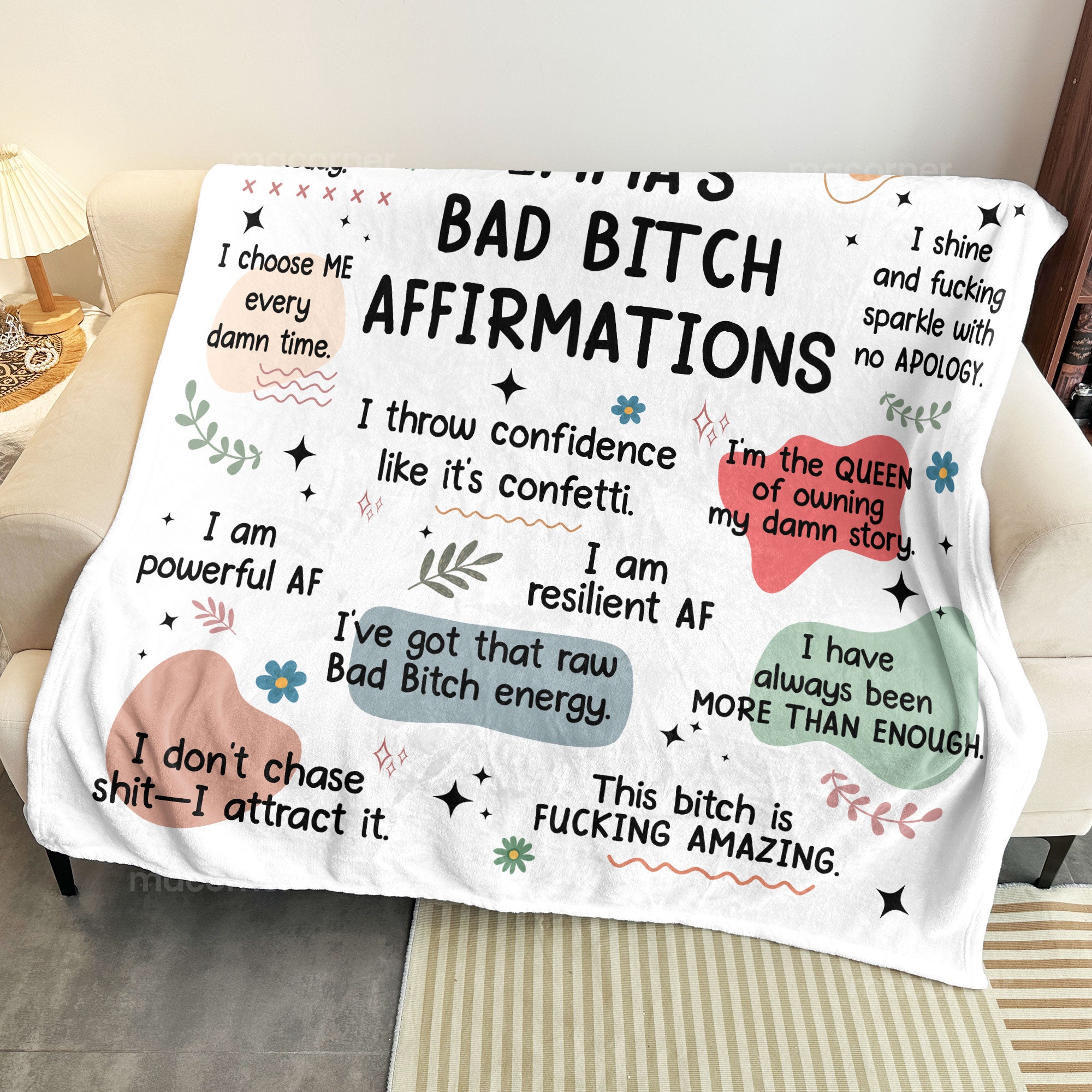 Bad B*tch Affirmations Blanket - Personalized Blanket