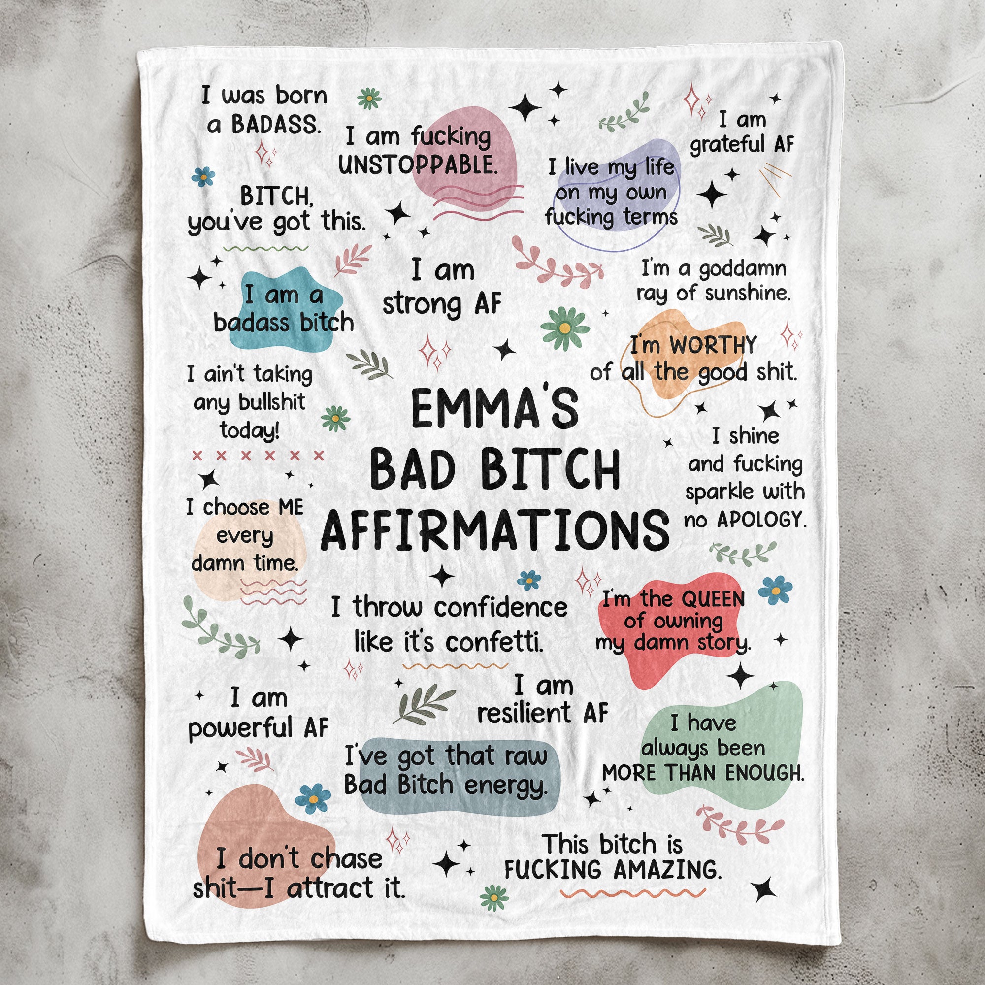 Bad B*tch Affirmations Blanket - Personalized Blanket