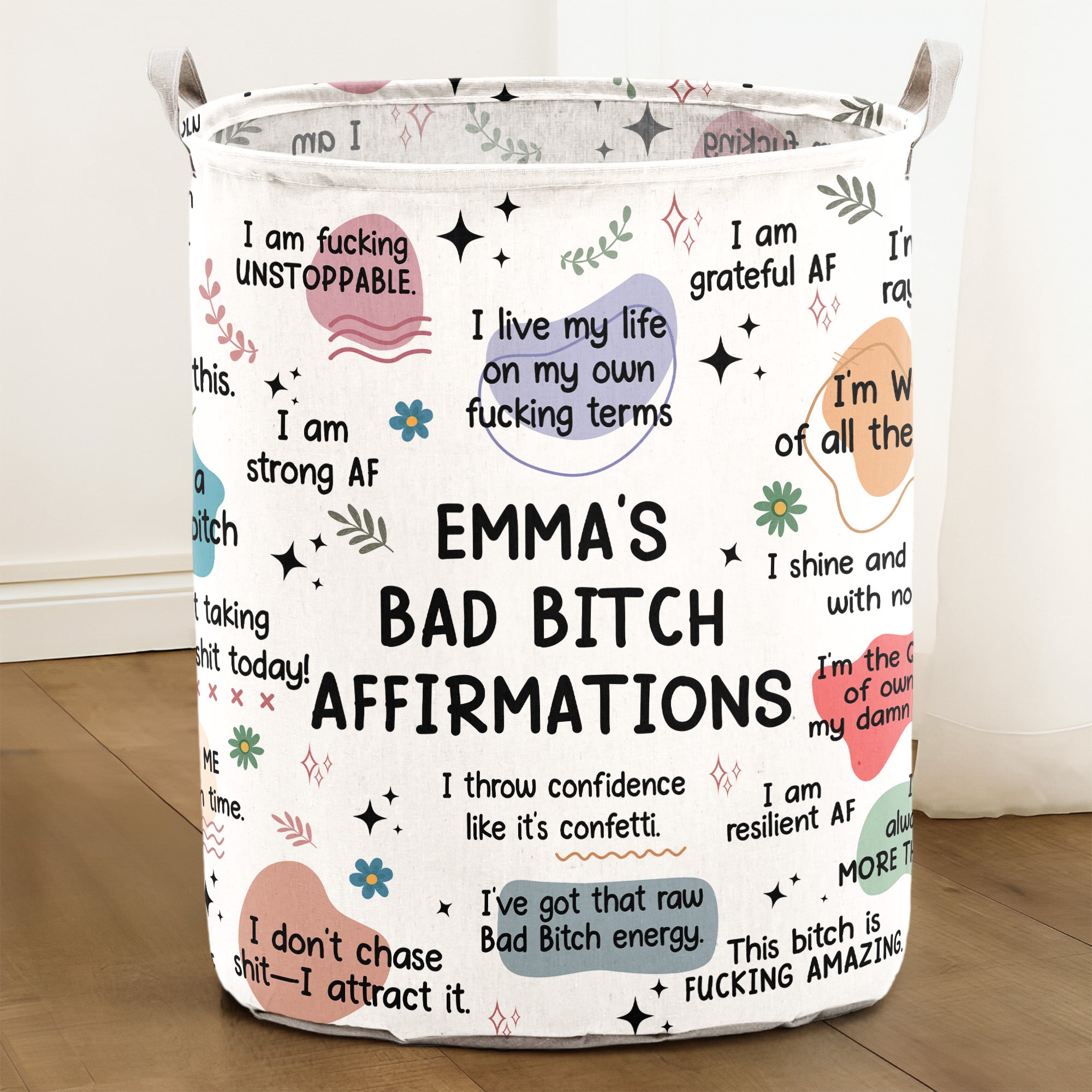 Bad B*tch Affirmations Funny For Me Gift Self Gift - Personalized Laundry Storage Basket