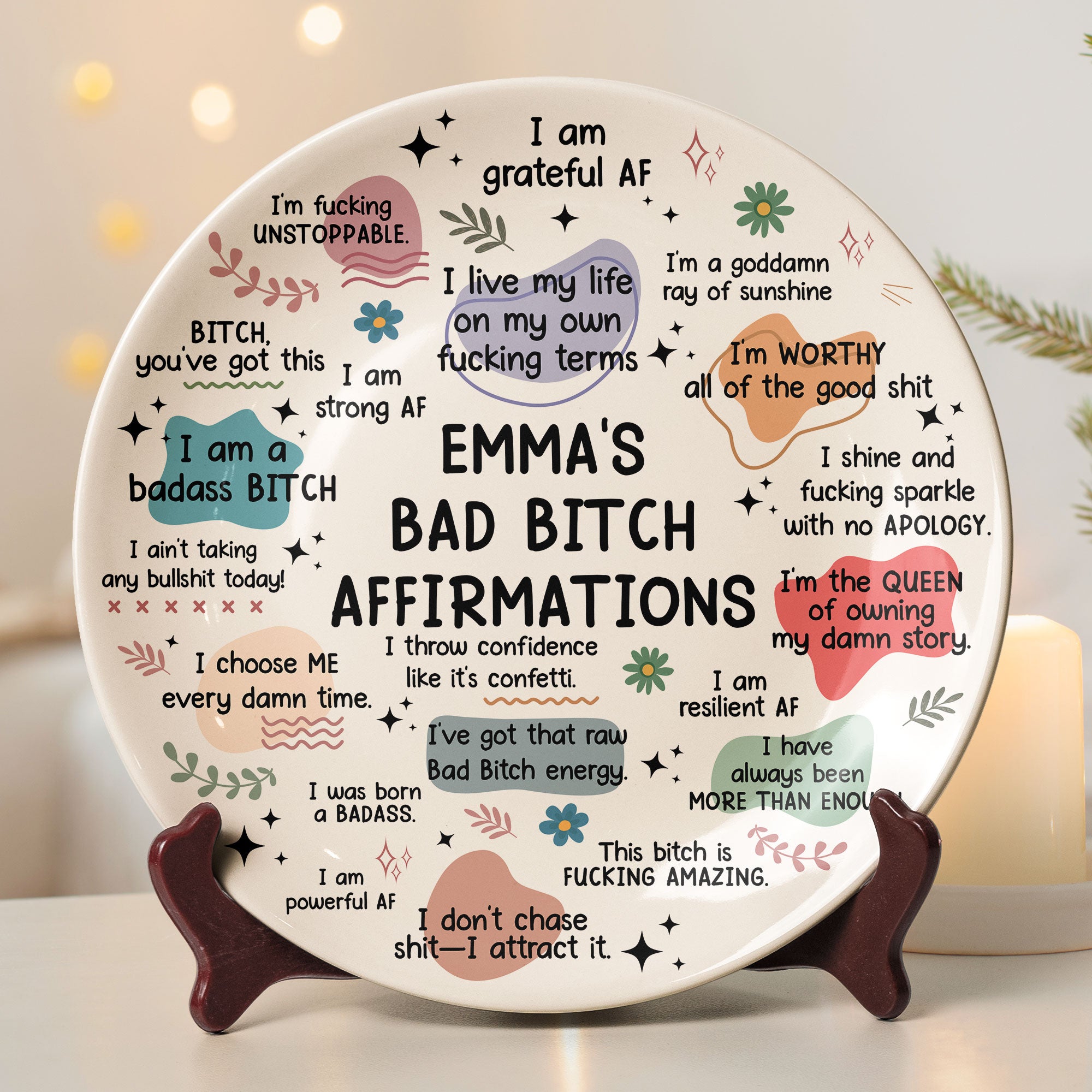 Bad B*tch Affirmations - Personalized Ceramic Plate