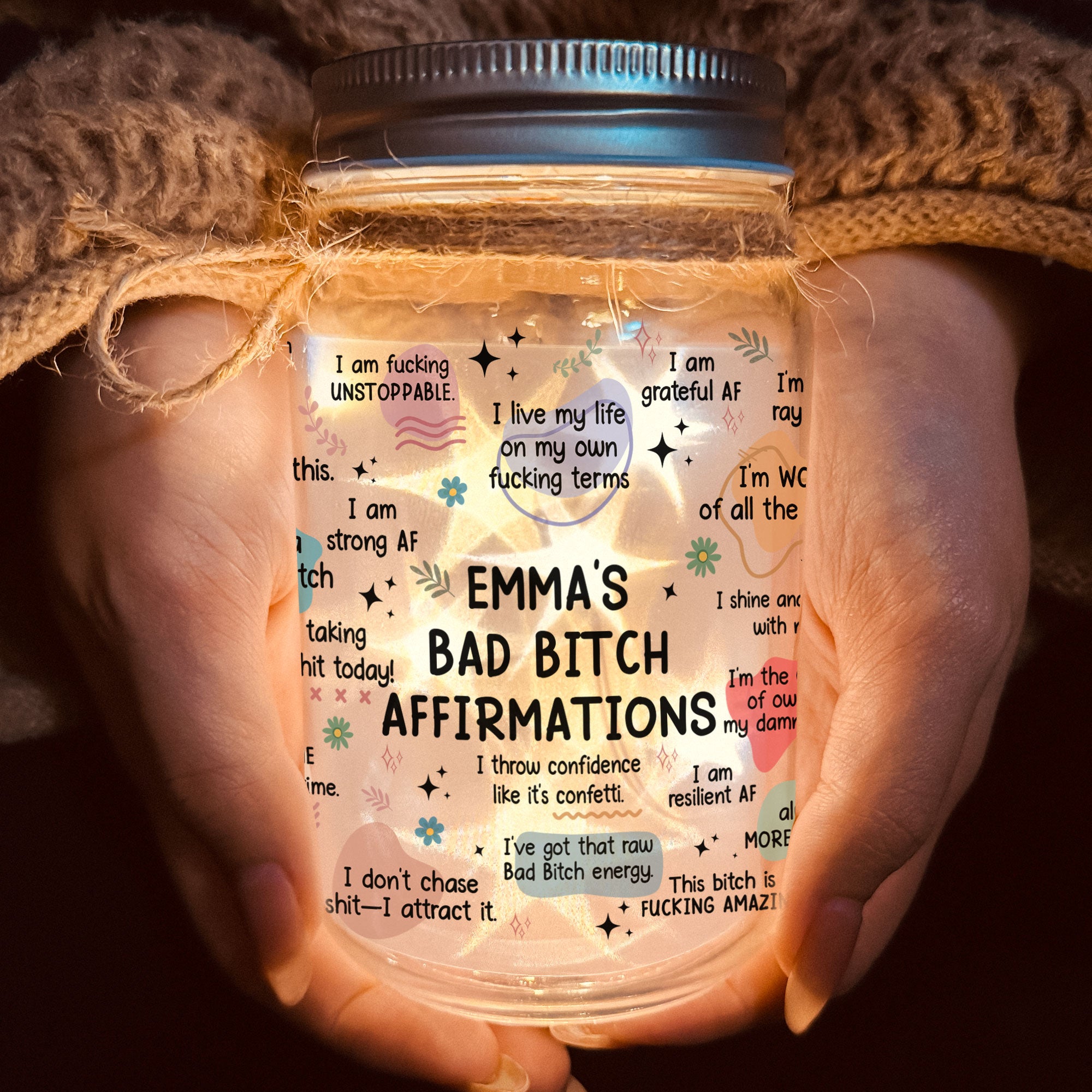 Bad B*tch Affirmations - Personalized Mason Jar Light