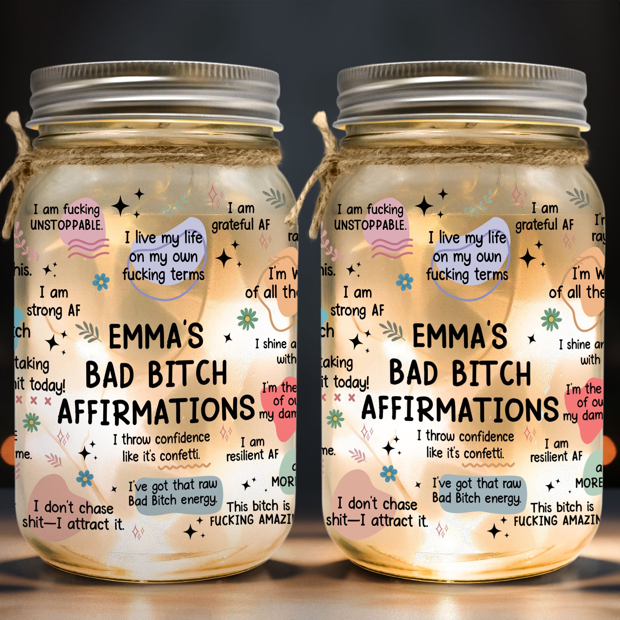 Bad B*tch Affirmations - Personalized Mason Jar Light