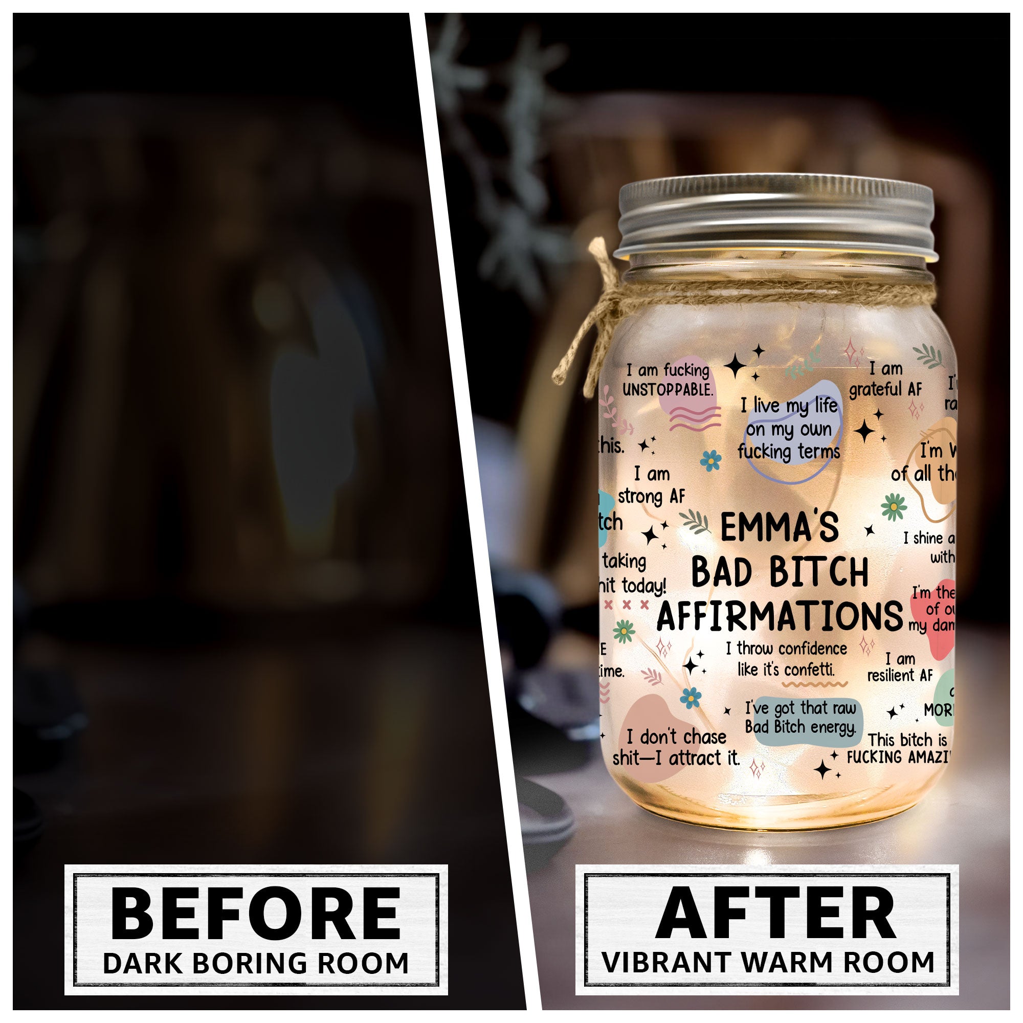 Bad B*tch Affirmations - Personalized Mason Jar Light