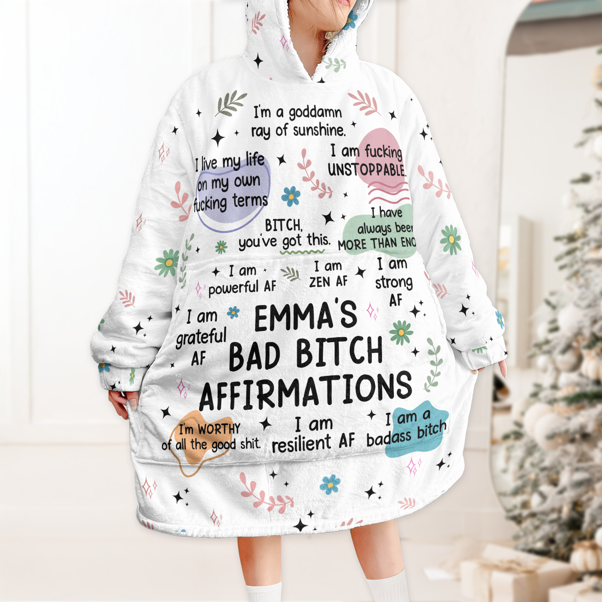 Bad B*tch Affirmations - Personalized Oversized Blanket Hoodie