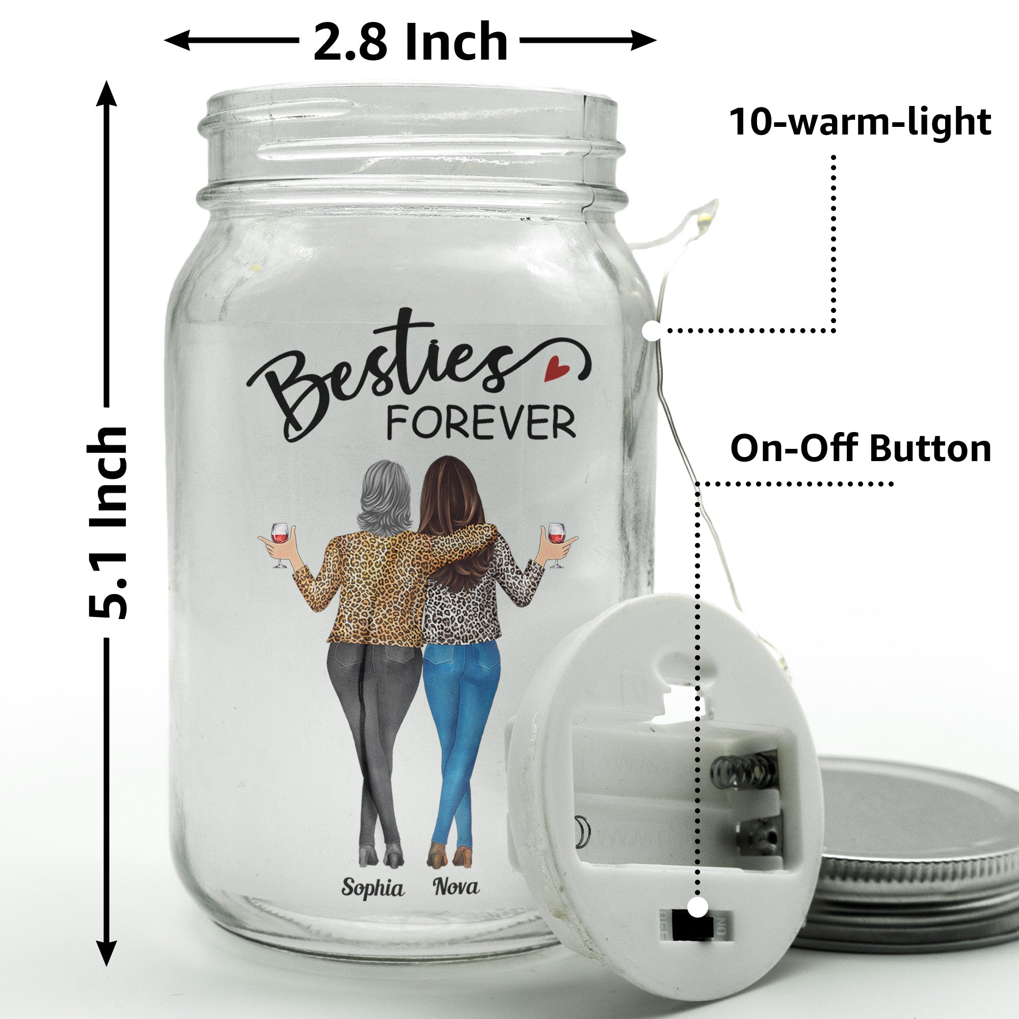 Badass Besties Because Of You I Laugh A Little Harder - Personalized Mason Jar Light