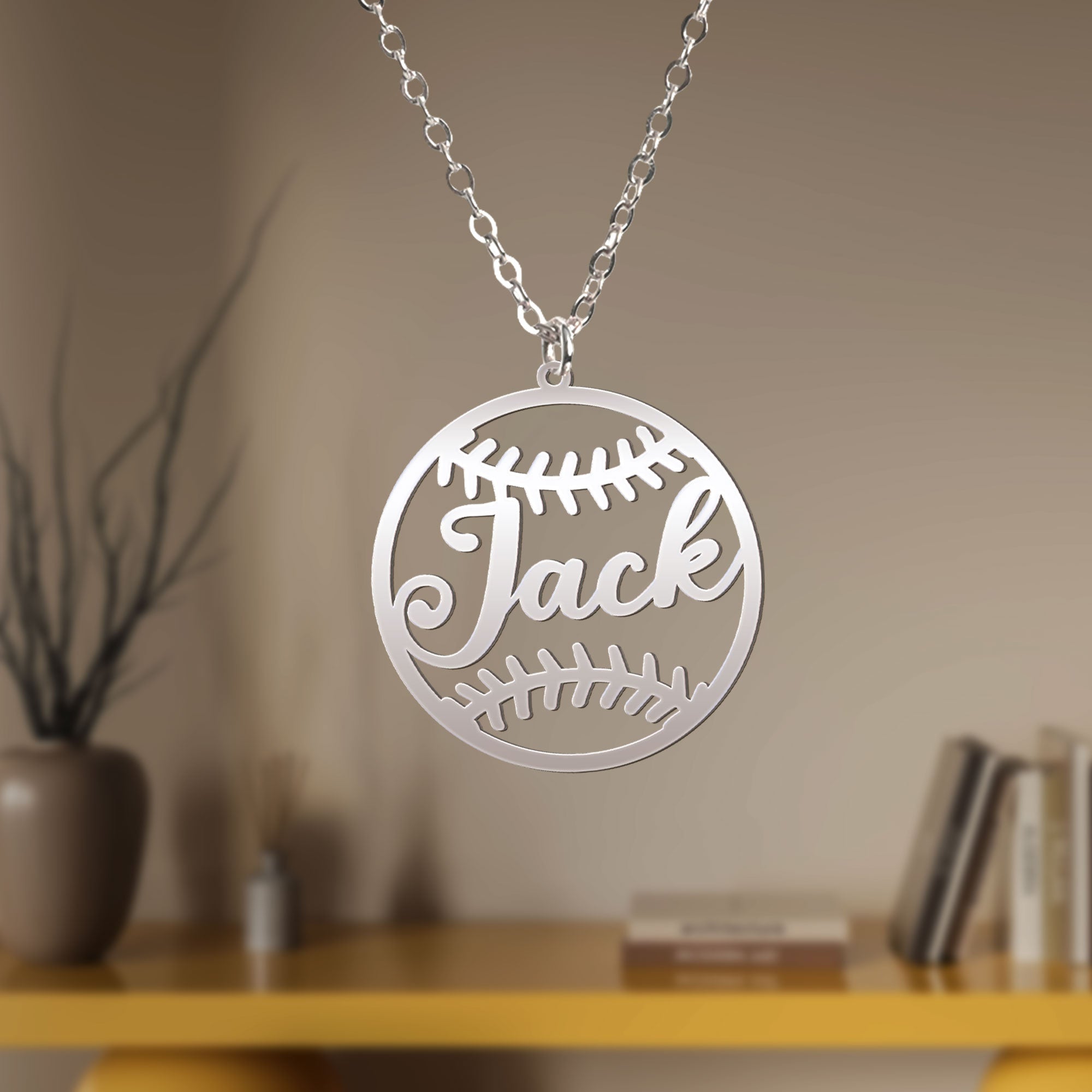 Baseball And Softball Pattern - Custom Name Necklace