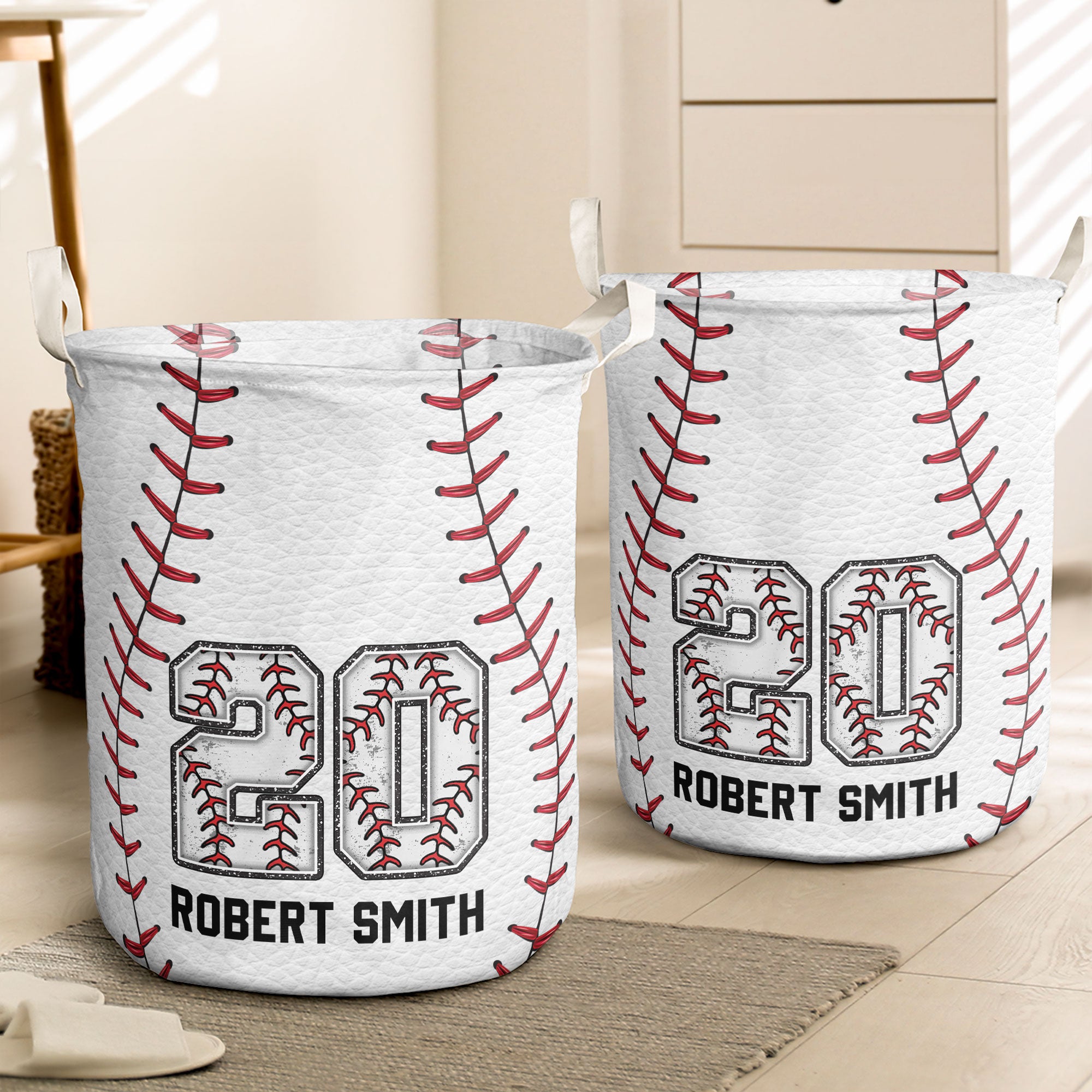 Baseball Basket - Personalized Laundry Storage Basket