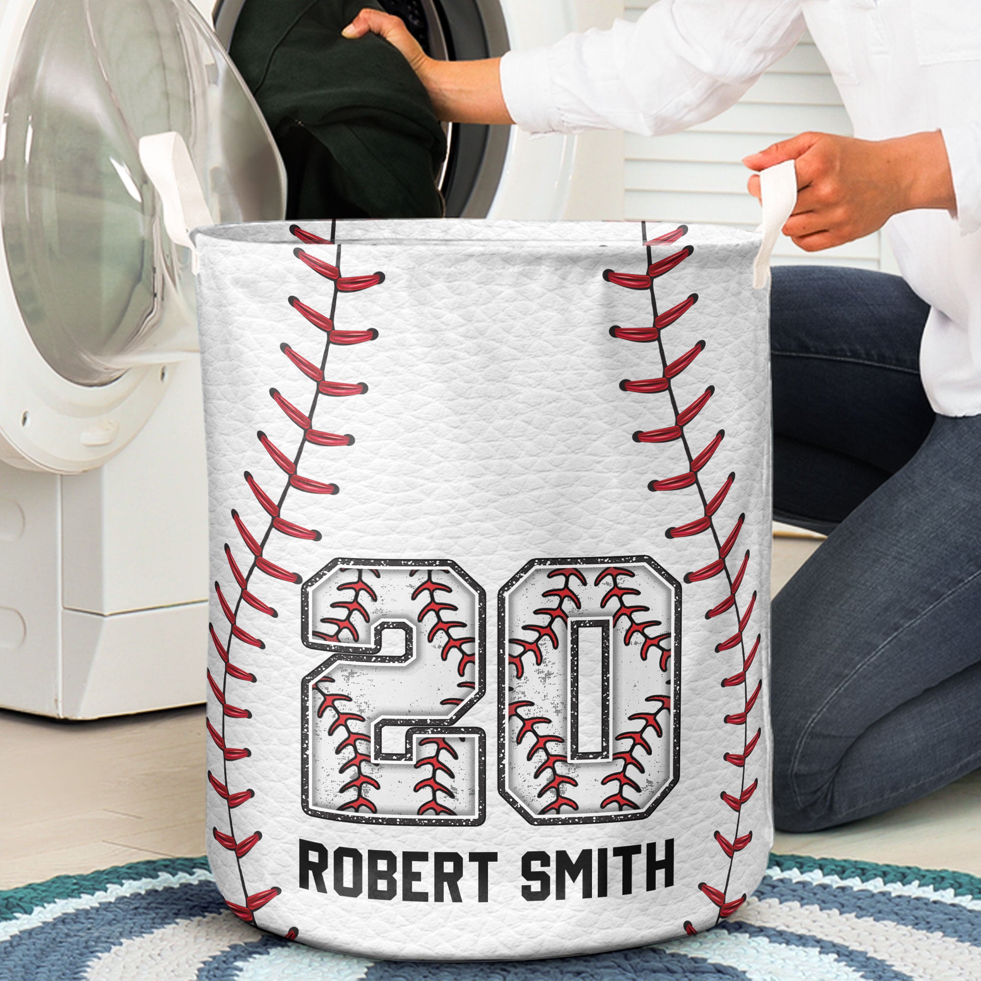 Baseball Basket - Personalized Laundry Storage Basket