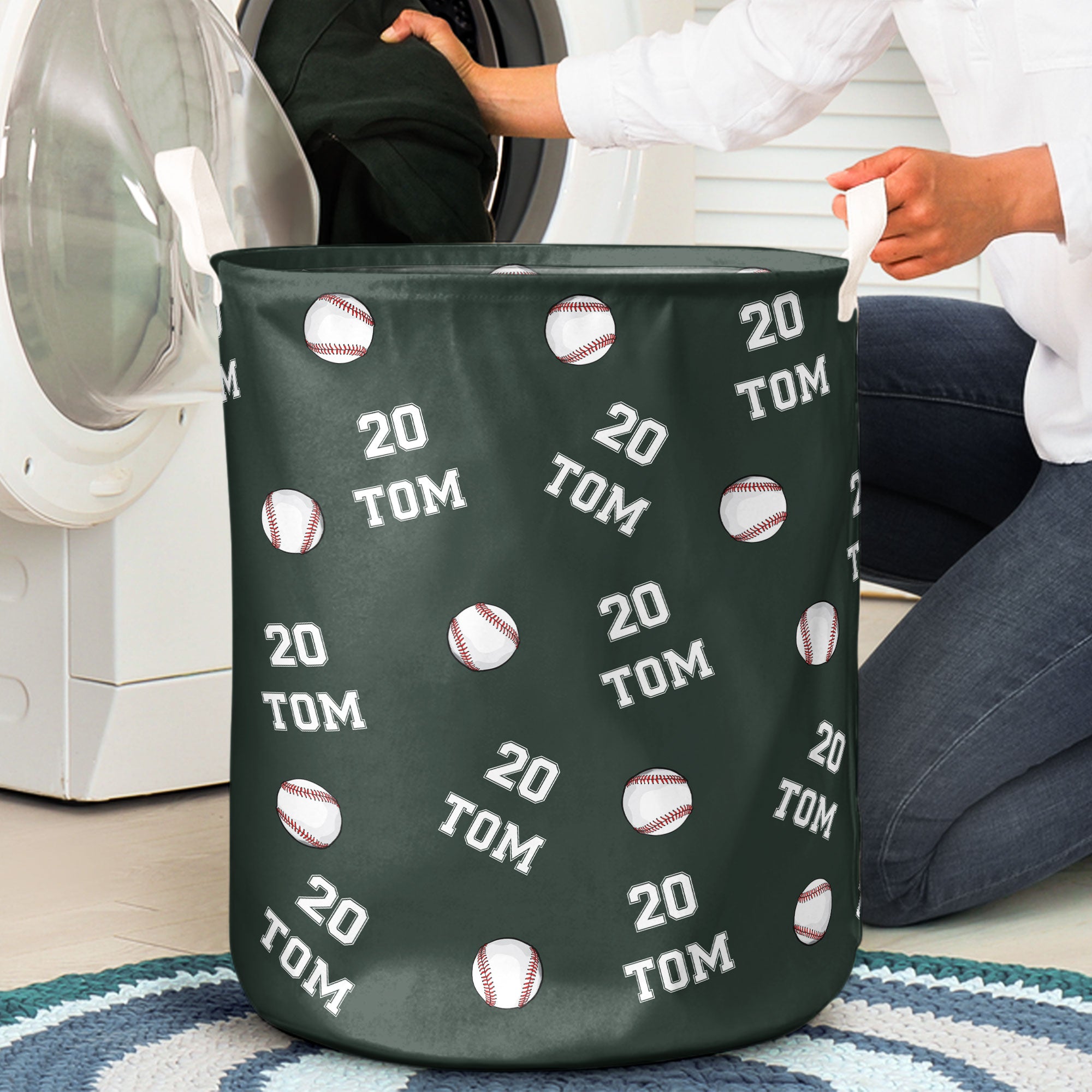 Baseball Custom Name, Number - Personalized Laundry Storage Basket