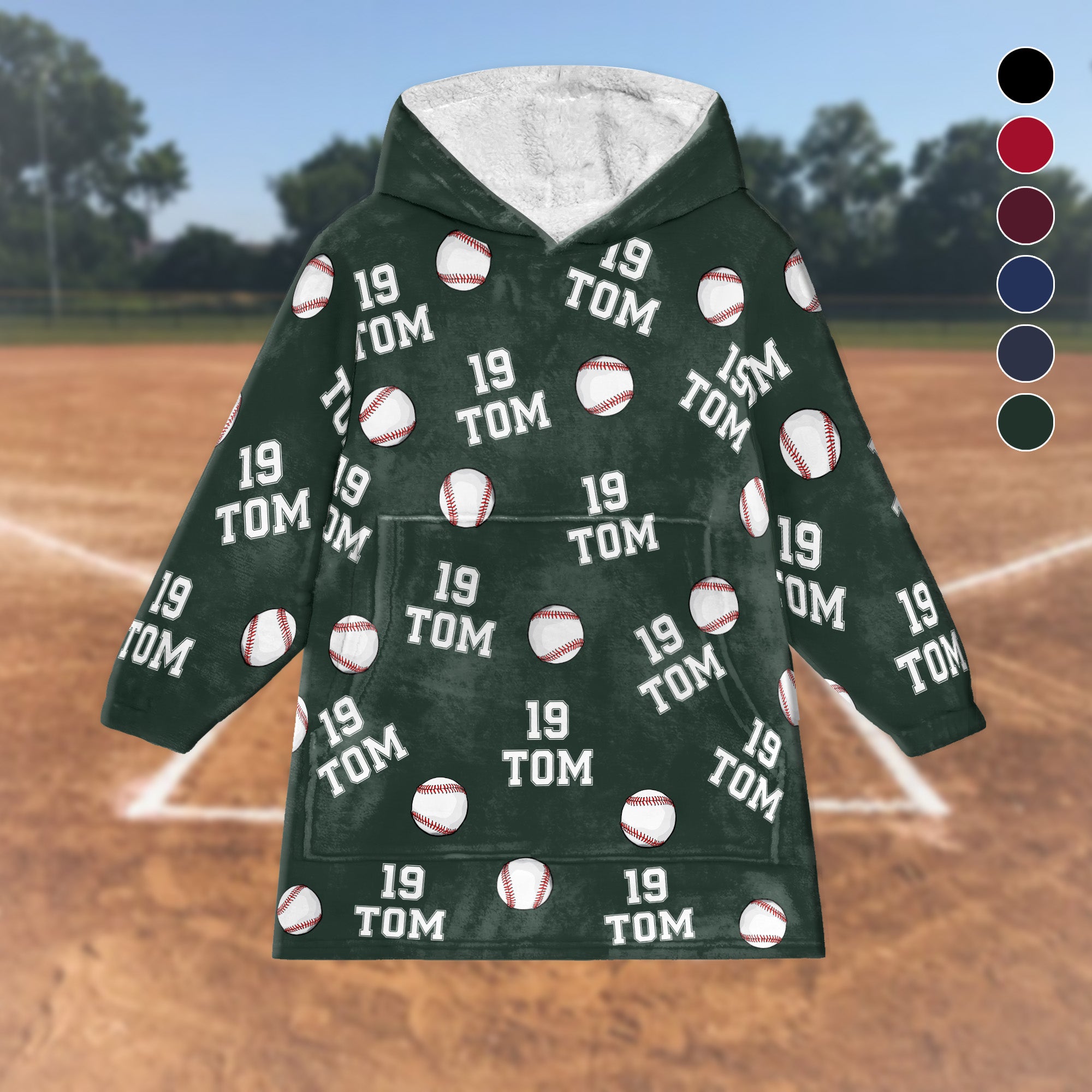 Baseball Custom Name, Number - Personalized Oversized Blanket Hoodie