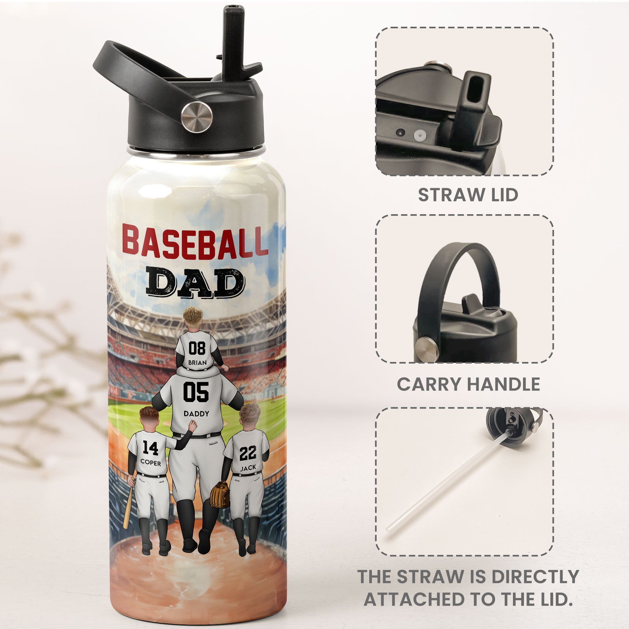 Baseball Dad We Scored A Home Run - Personalized Stainless Steel Water Bottle