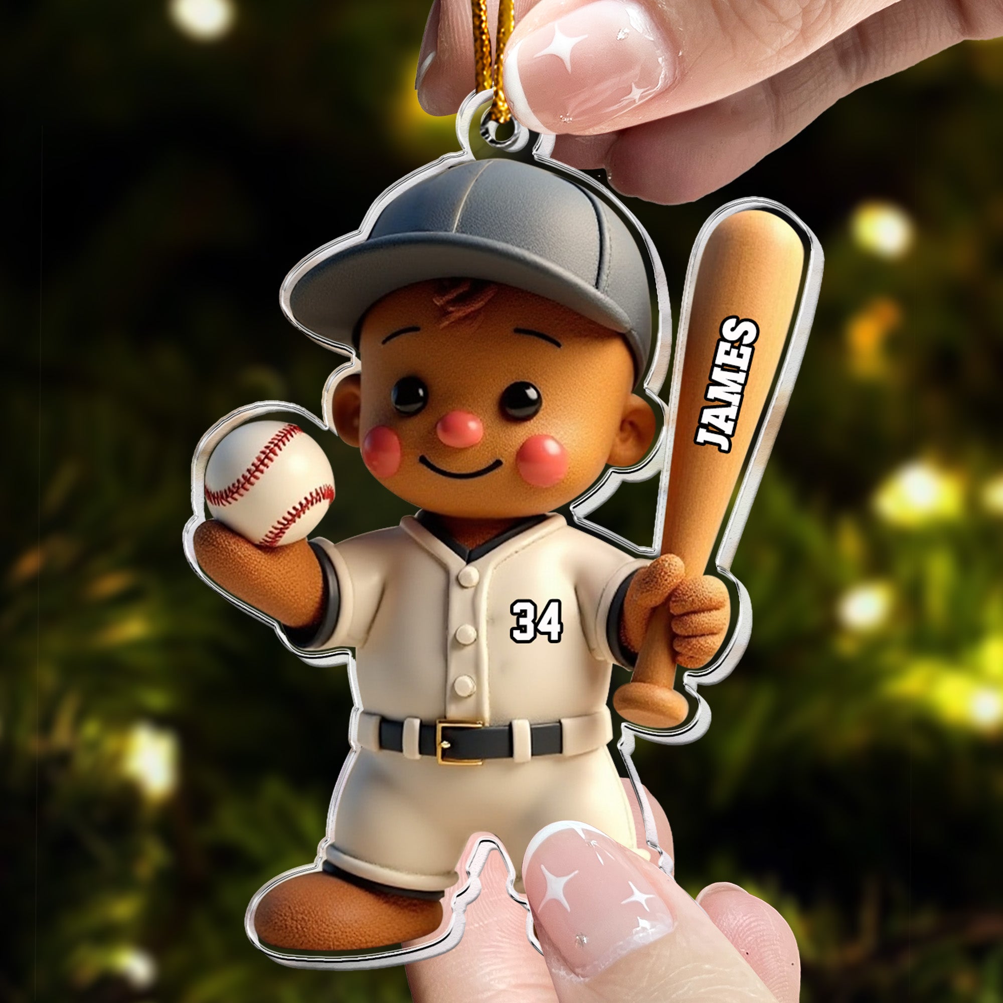 Baseball Gingerbread Christmas Ornament Gift For Kid, Baseball Lover - Personalized Acrylic Ornament