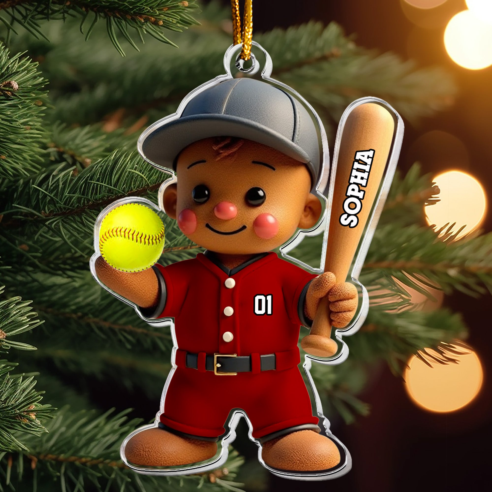 Baseball Gingerbread Christmas Ornament Gift For Kid, Baseball Lover - Personalized Acrylic Ornament