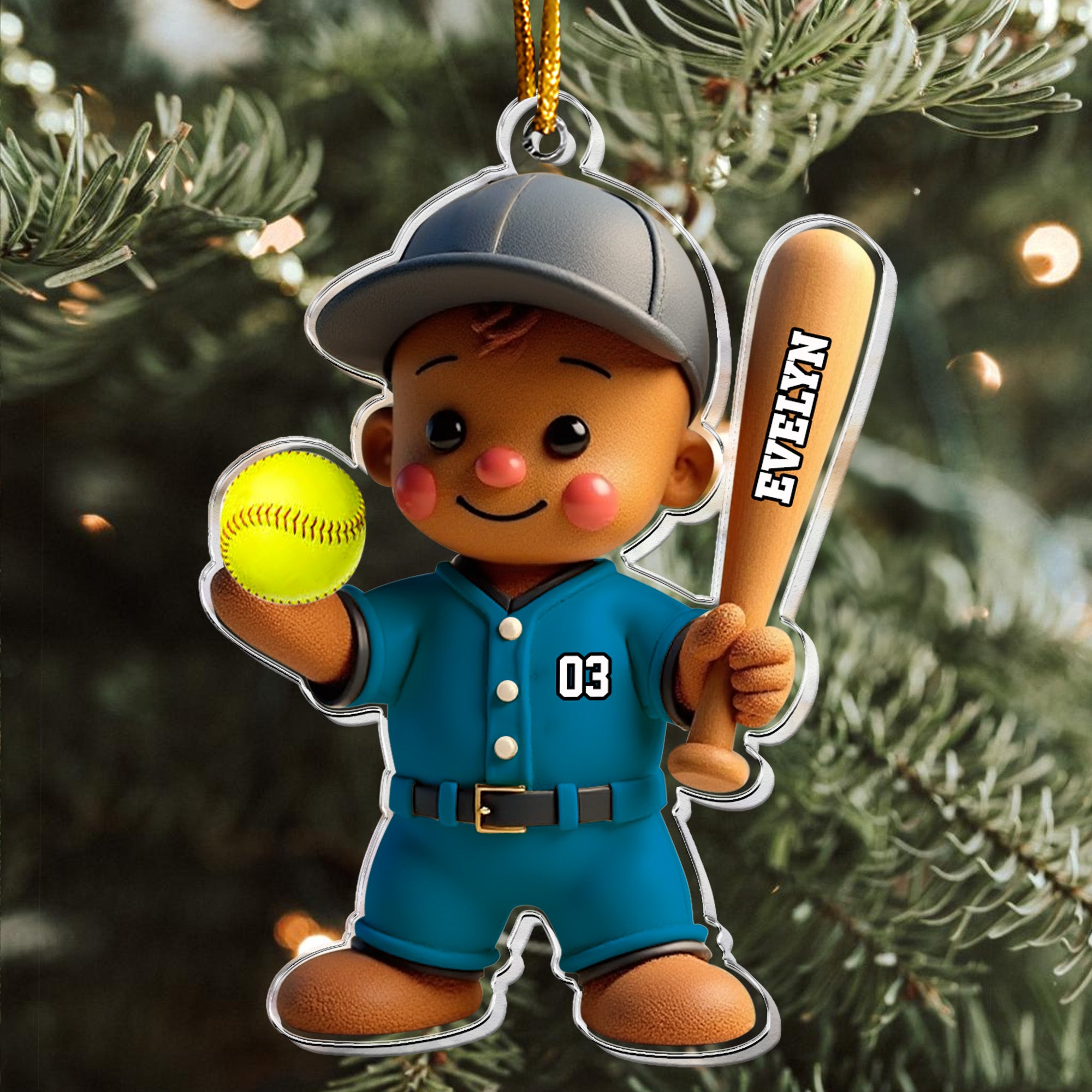 Baseball Gingerbread Christmas Ornament Gift For Kid, Baseball Lover - Personalized Acrylic Ornament