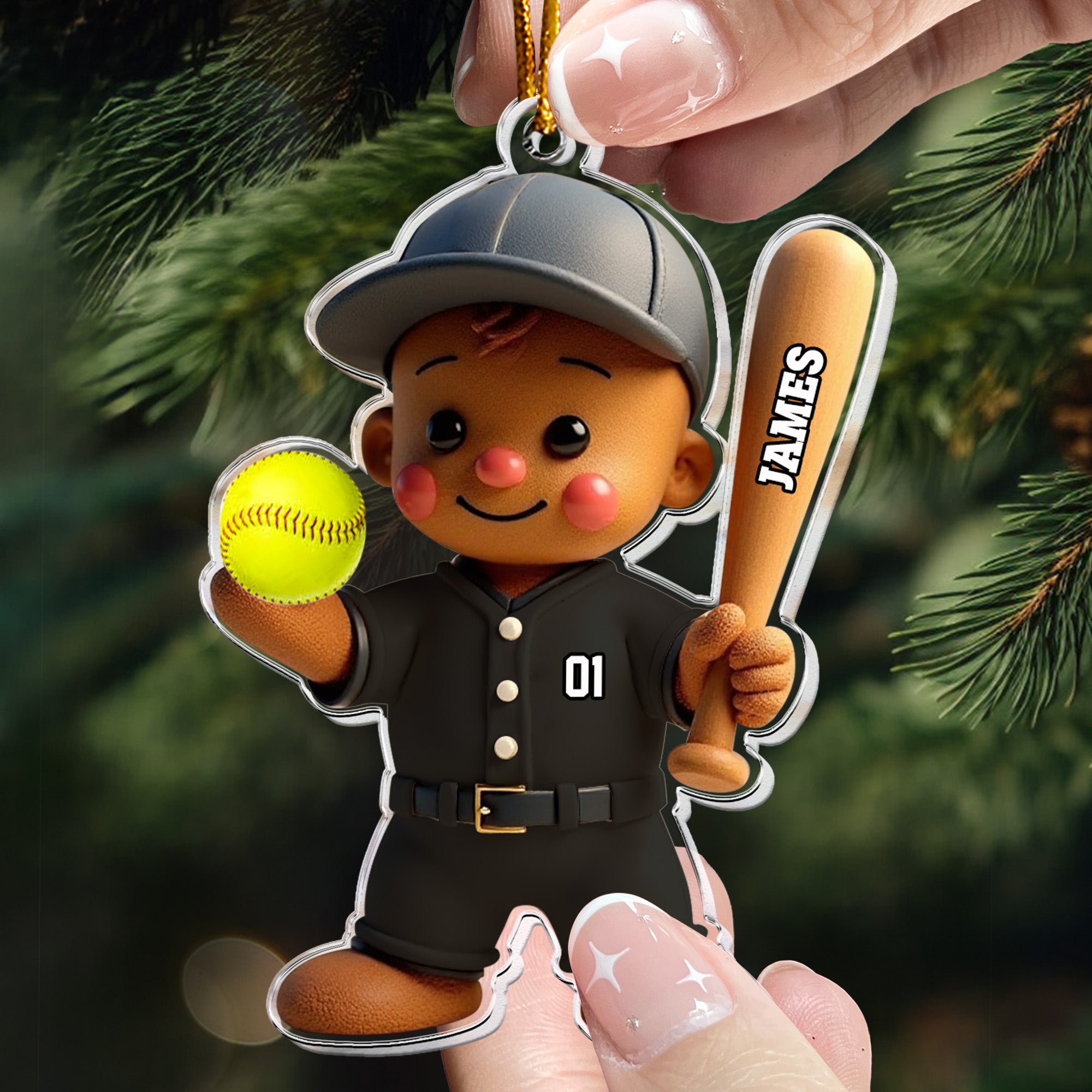 Baseball Gingerbread Christmas Ornament Gift For Kid, Baseball Lover - Personalized Acrylic Ornament