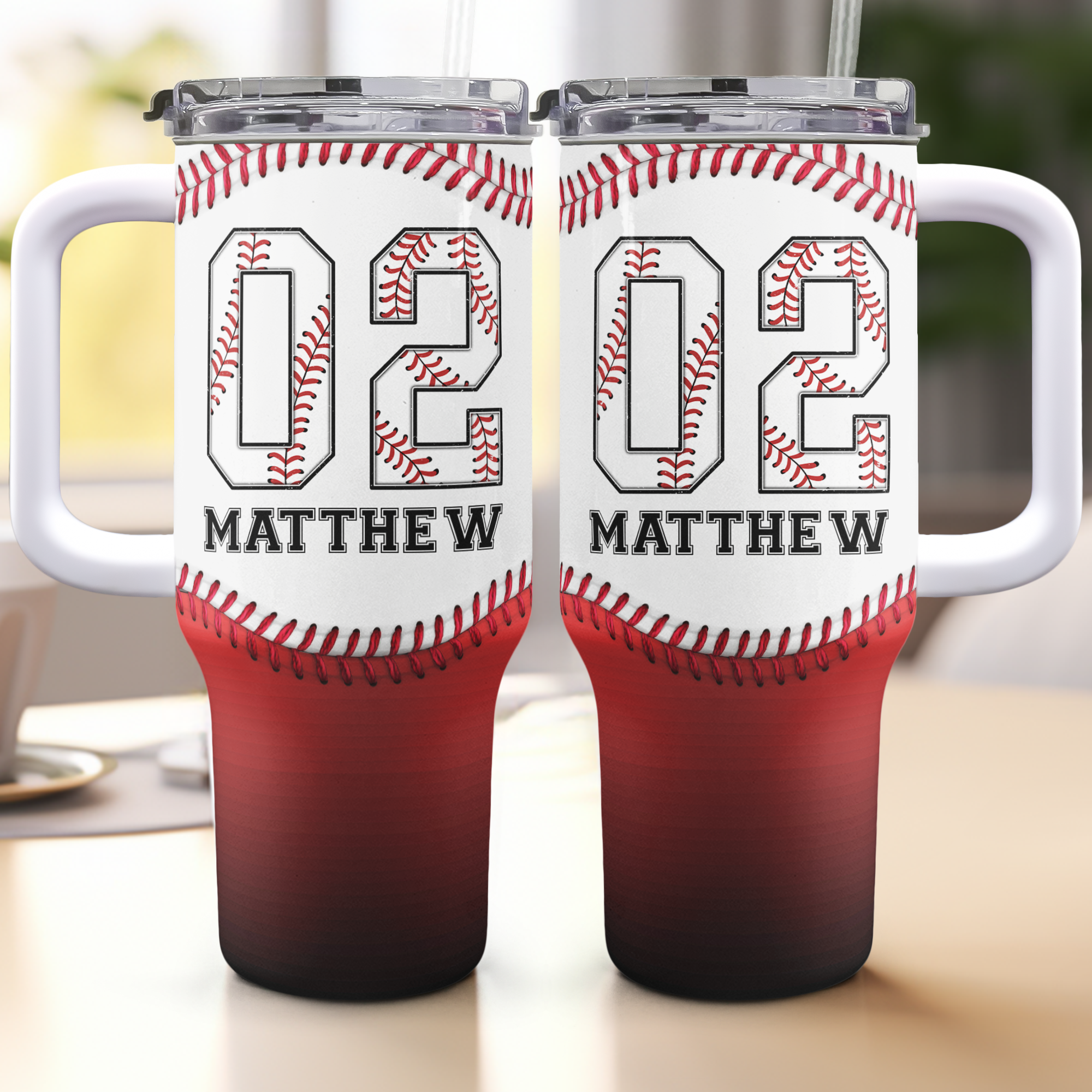 Baseball Gradient - Personalized 40oz Tumbler With Straw