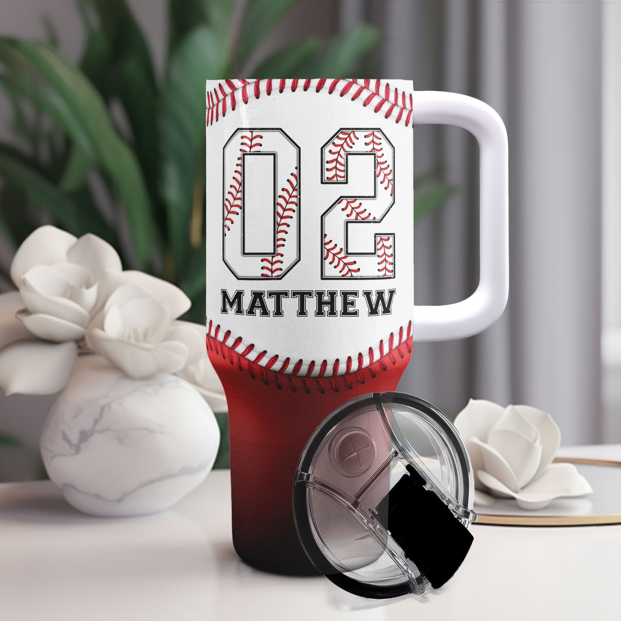 Baseball Gradient - Personalized 40oz Tumbler With Straw