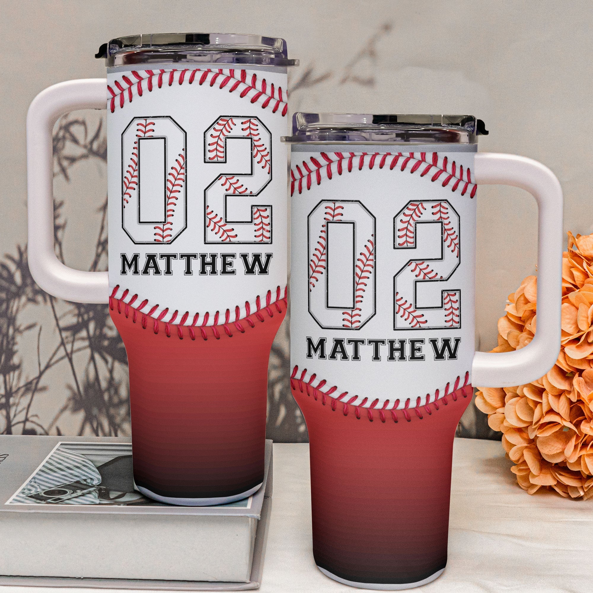 Baseball Gradient - Personalized 40oz Tumbler With Straw