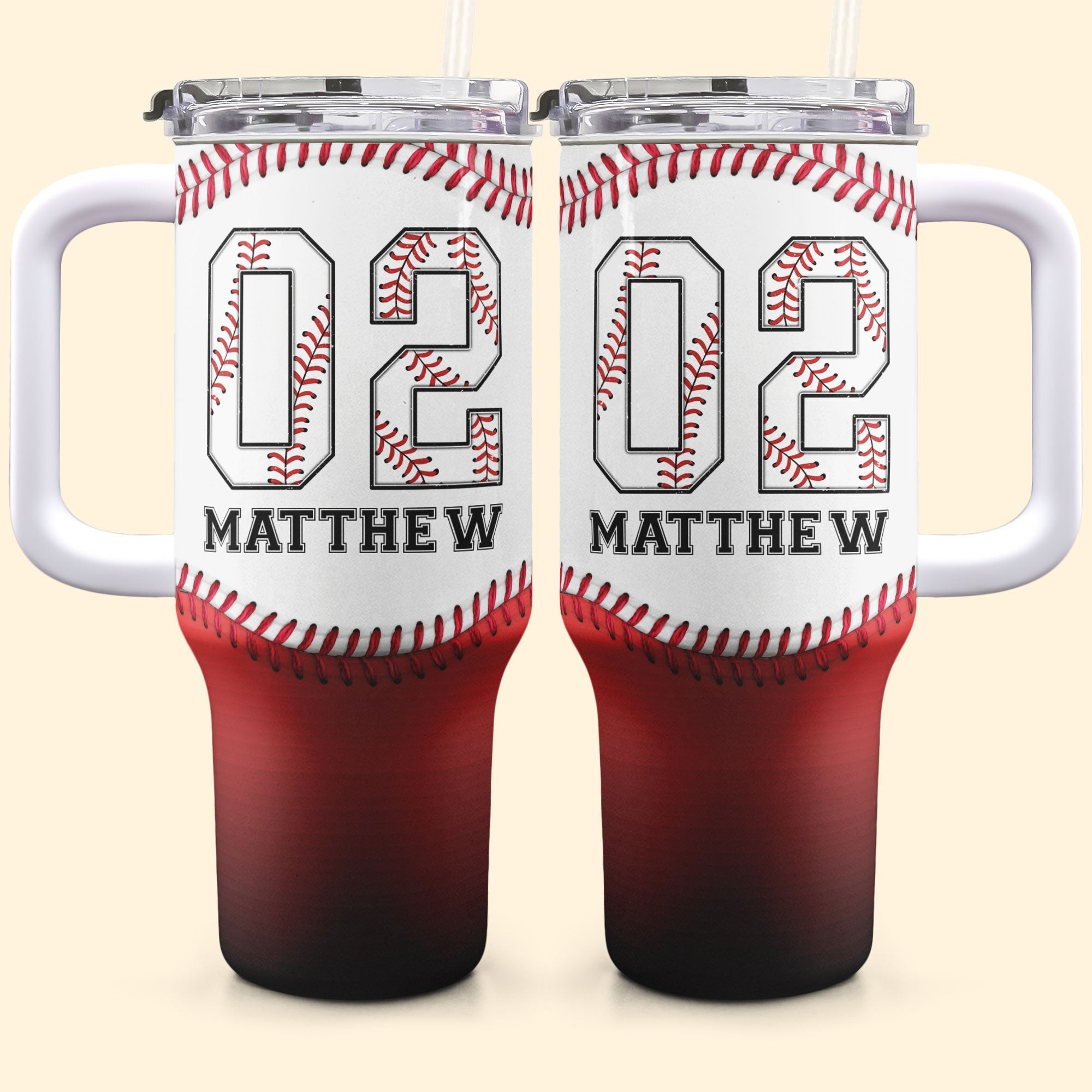 Baseball Gradient - Personalized 40oz Tumbler With Straw