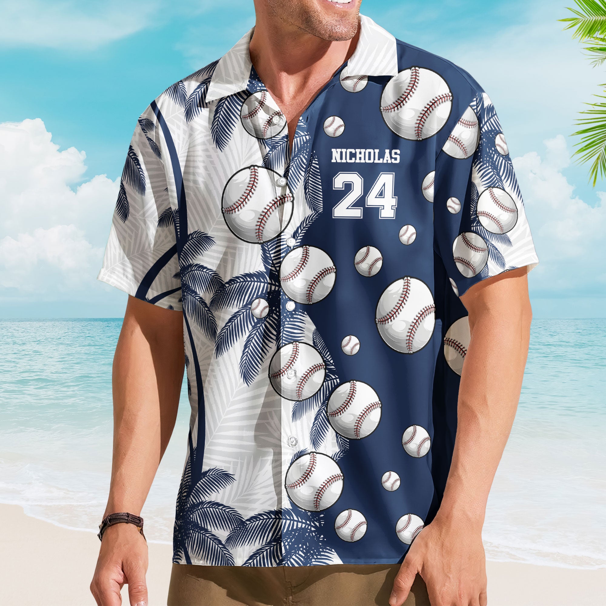 Baseball Lovers Custom Name And Number - Personalized Hawaiian Shirt