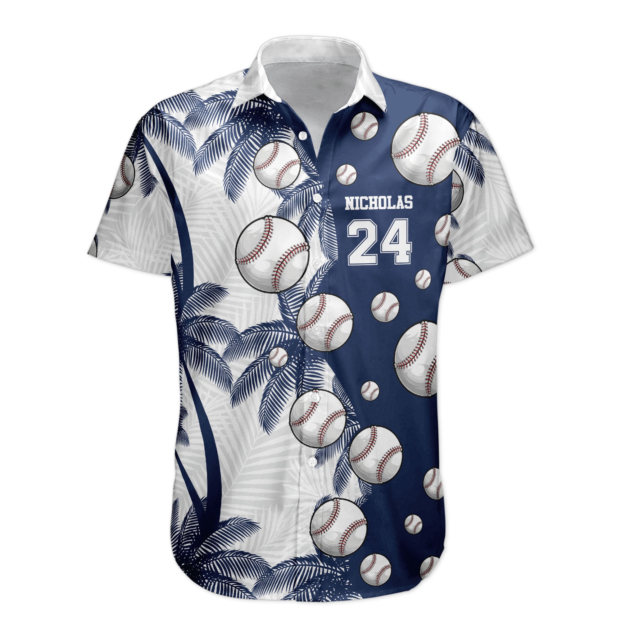 Baseball Lovers Custom Name And Number - Personalized Hawaiian Shirt