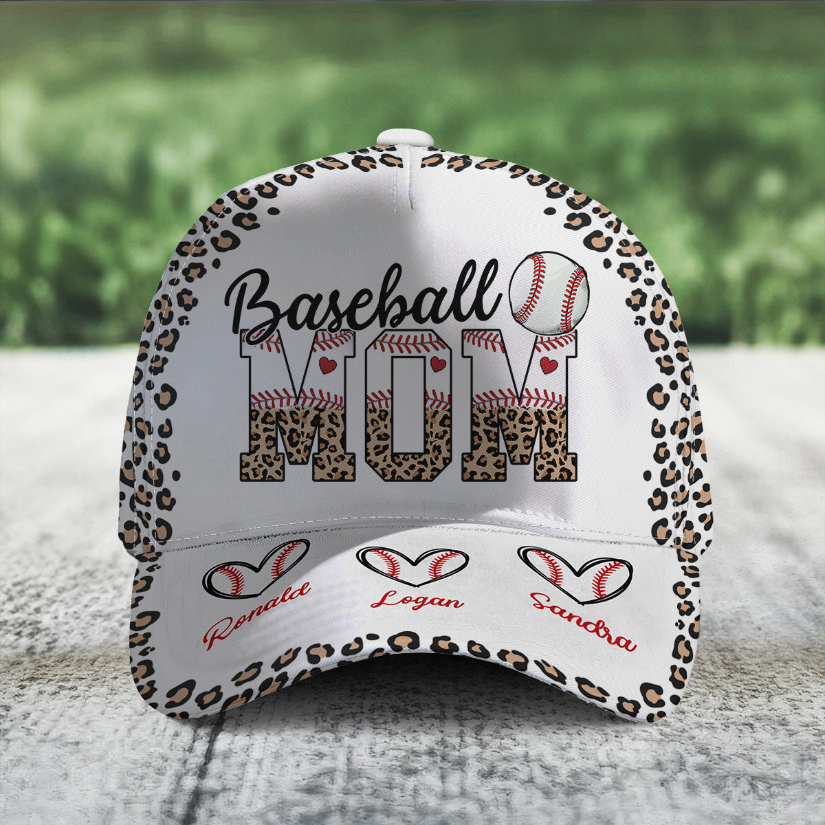 Baseball Mom Leopard Custom Name Number - Personalized Classic Cap