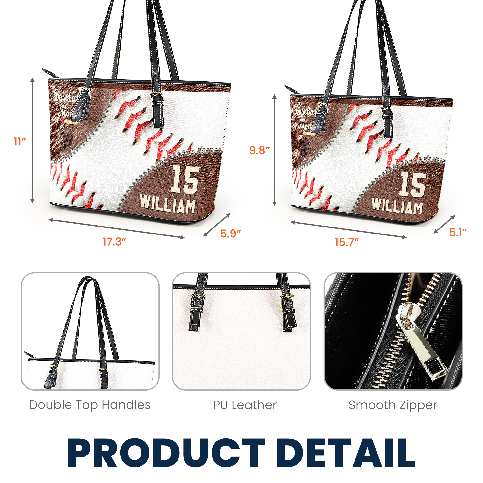 Baseball Mom - Personalized Leather Tote Bag