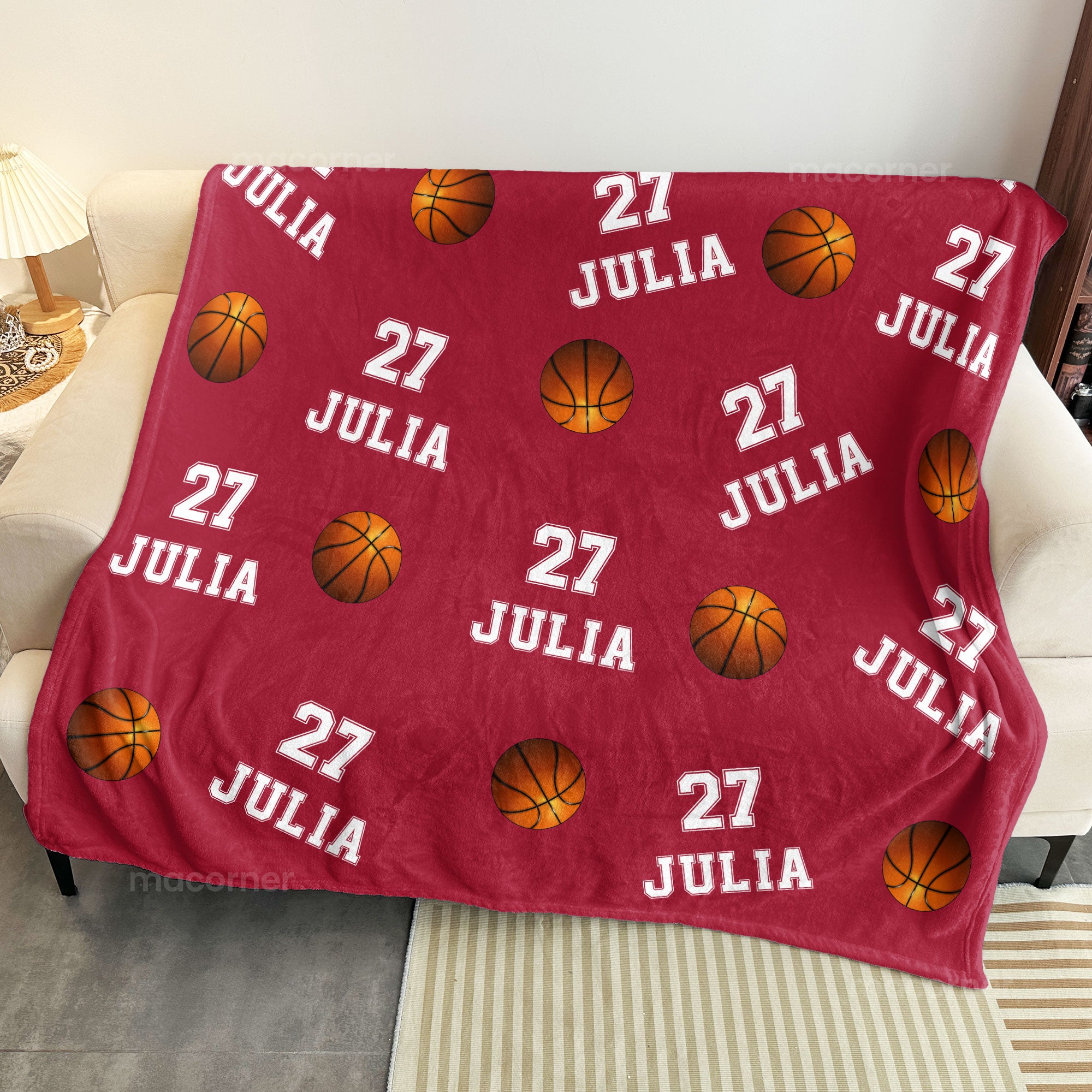 Basketball Custom Name, Number - Personalized Blanket