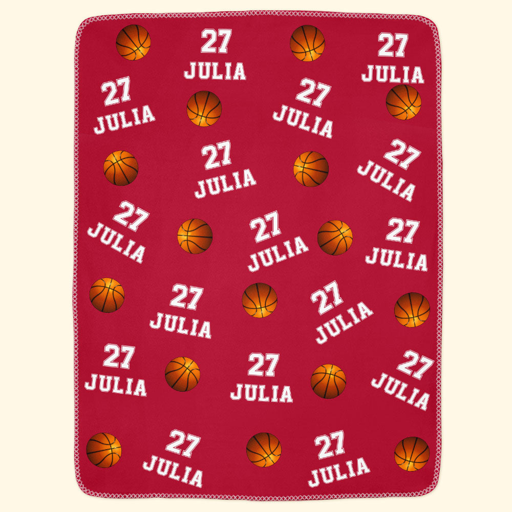 Basketball Custom Name, Number - Personalized Blanket