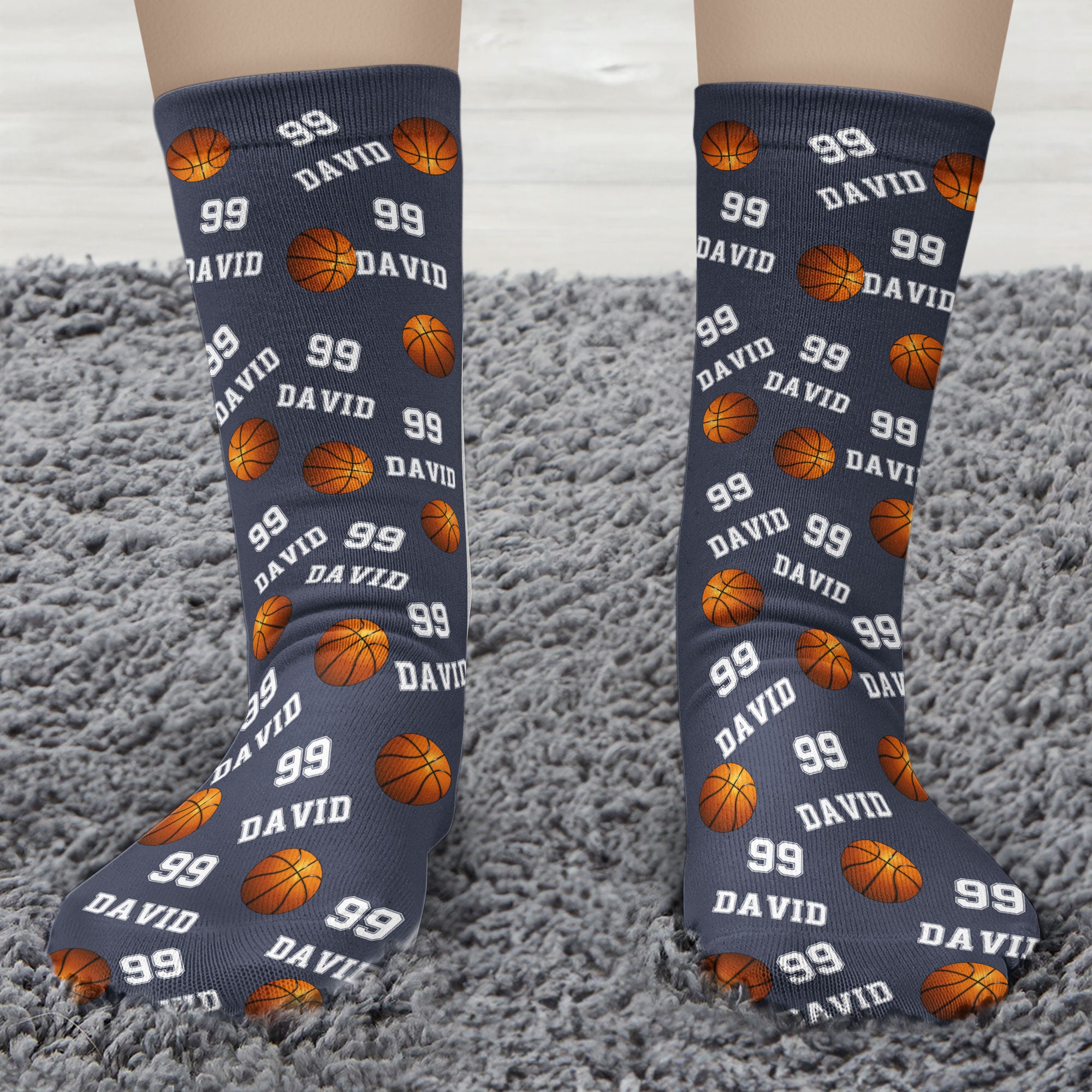 Basketball Custom Name, Number - Personalized Crew Socks