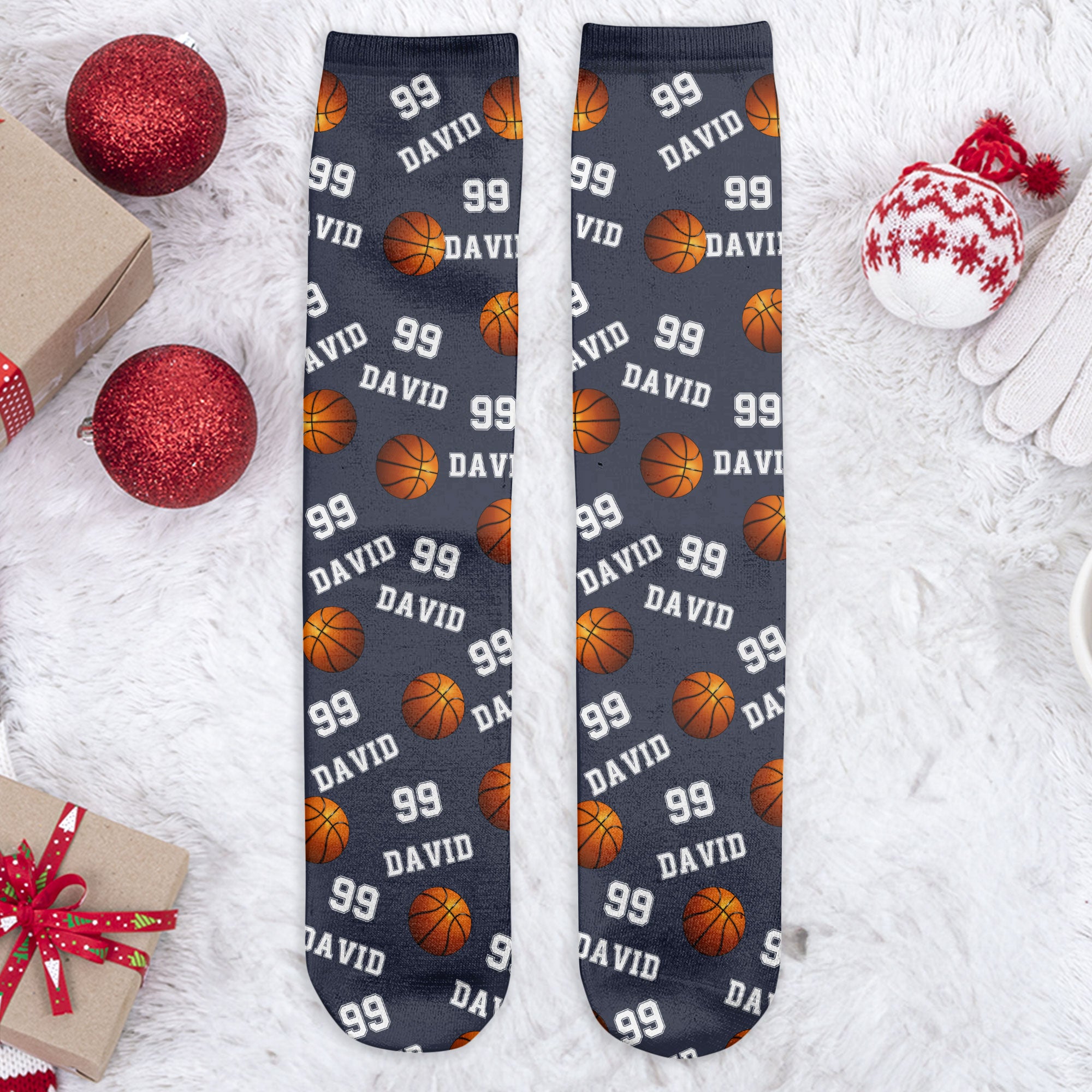 Basketball Custom Name, Number - Personalized Crew Socks