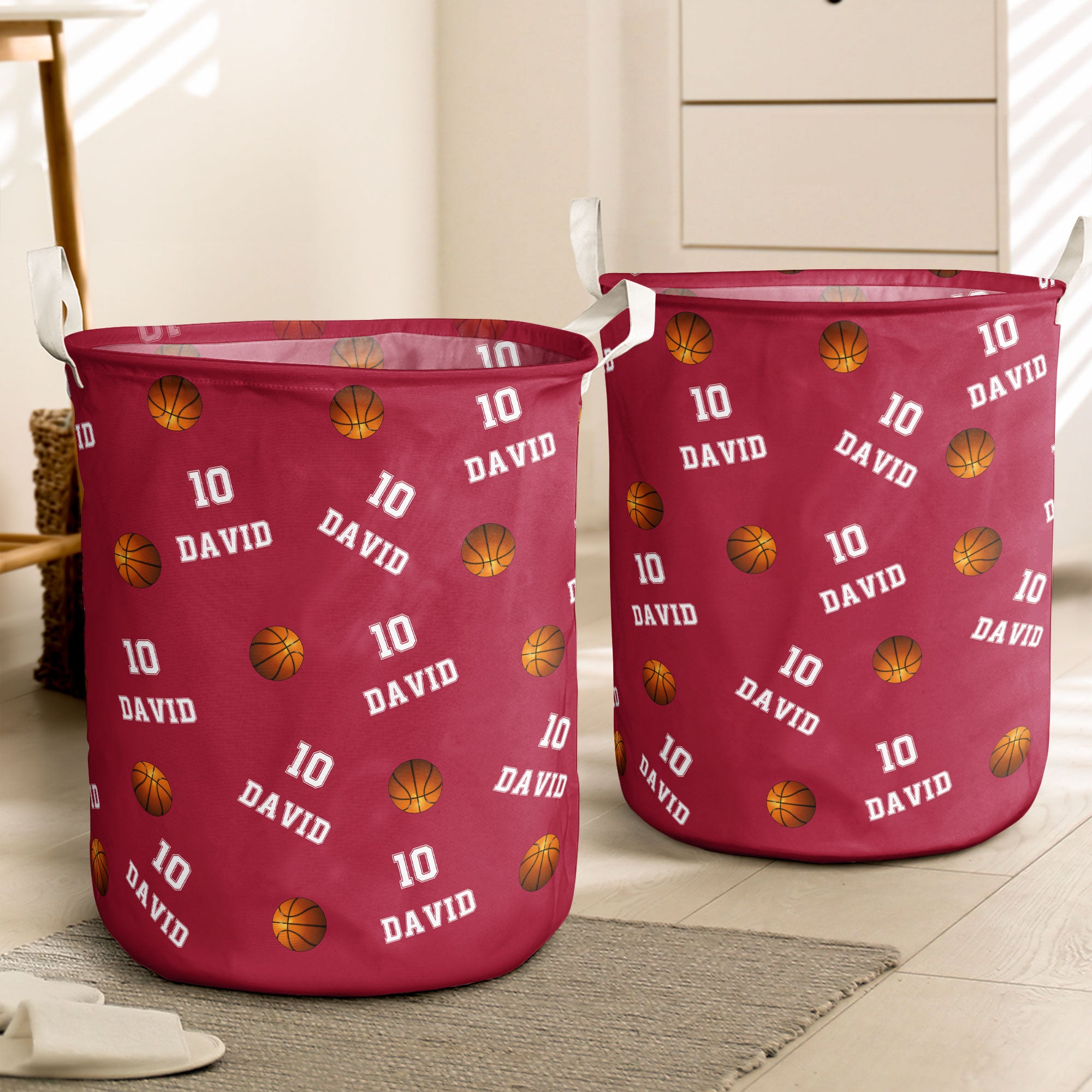 Basketball Custom Name, Number - Personalized Laundry Storage Basket