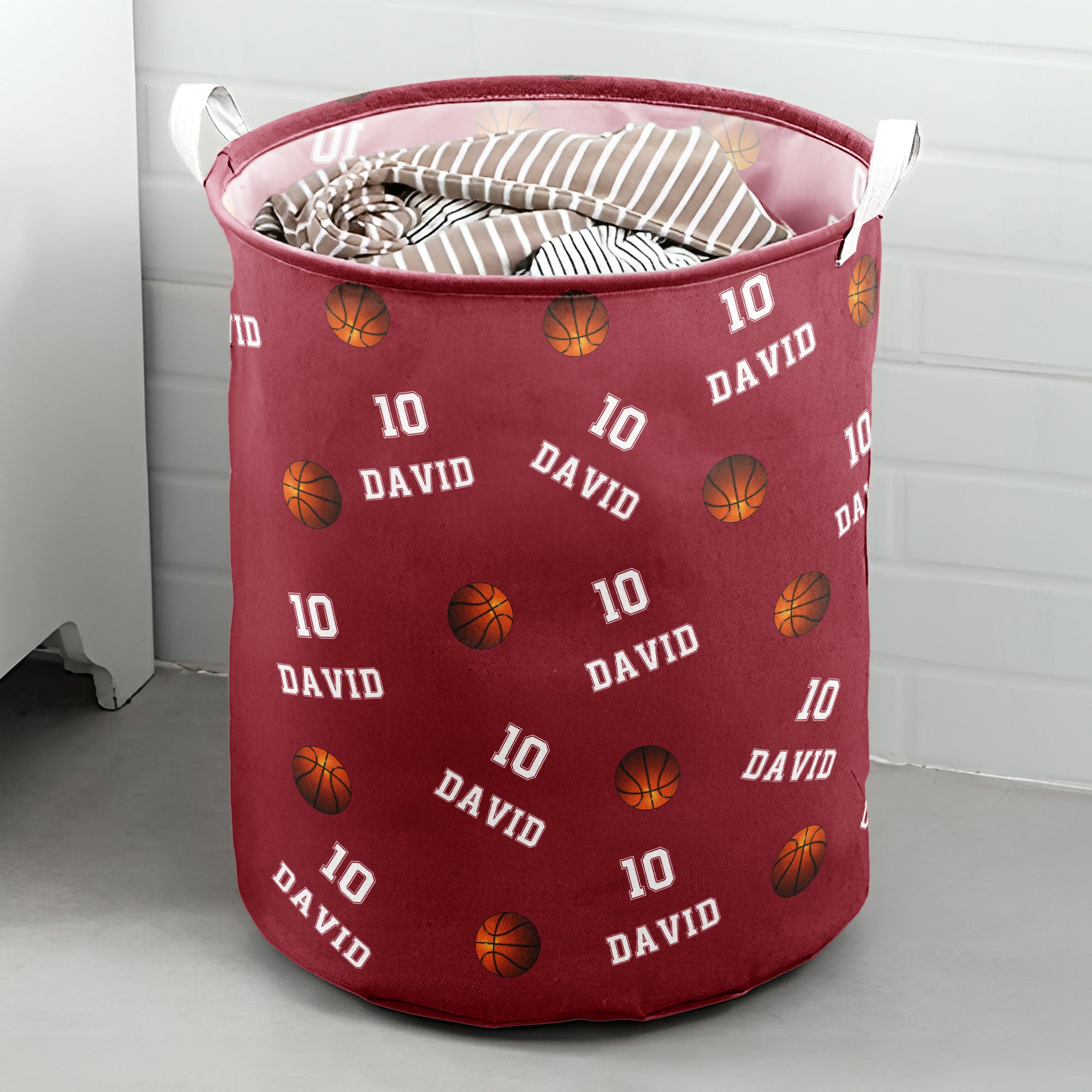 Basketball Custom Name, Number - Personalized Laundry Storage Basket