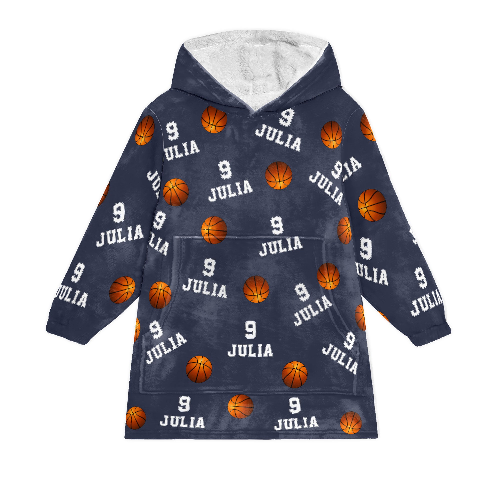 Basketball Custom Name, Number - Personalized Oversized Blanket Hoodie