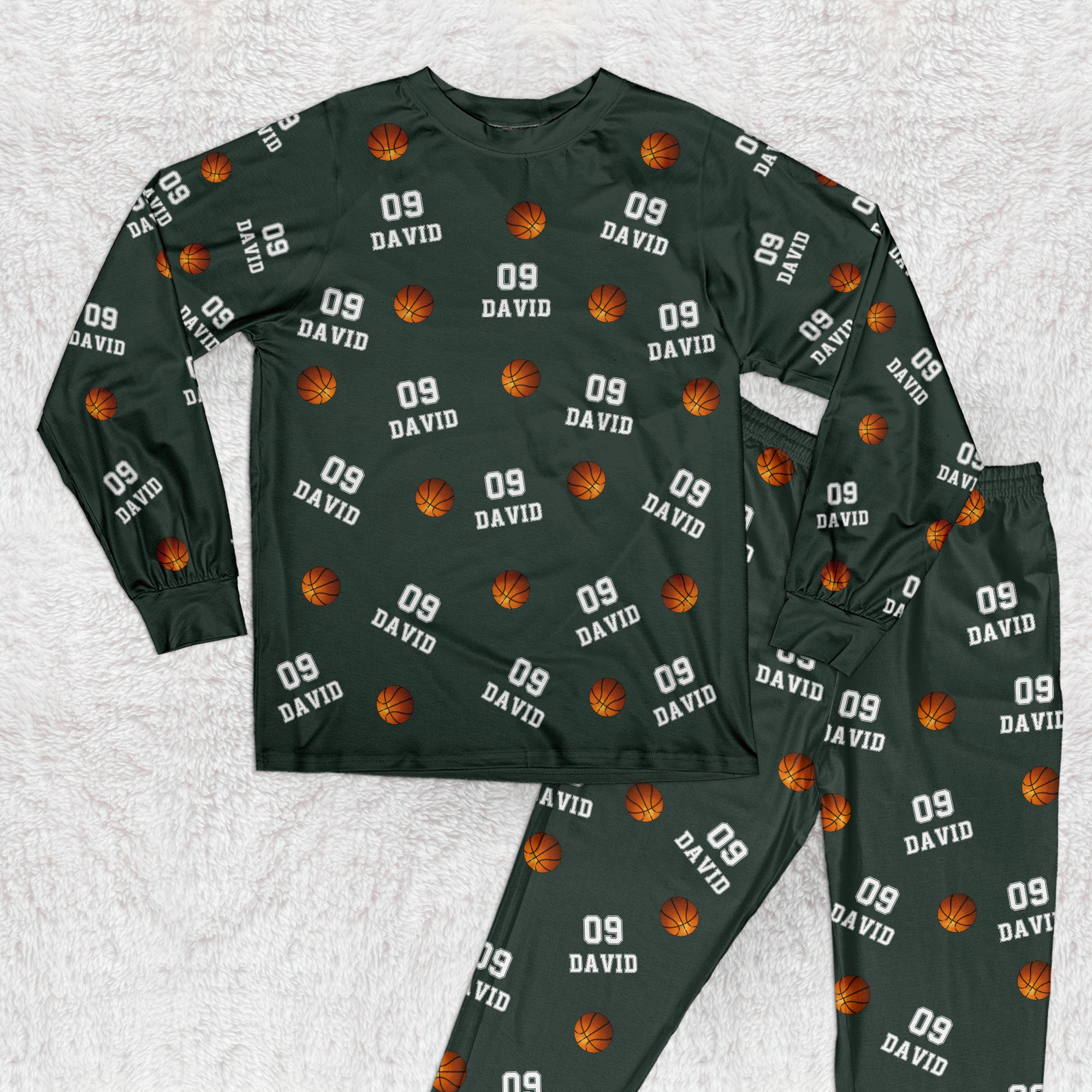 Basketball Custom Name, Number - Personalized Pajamas Set