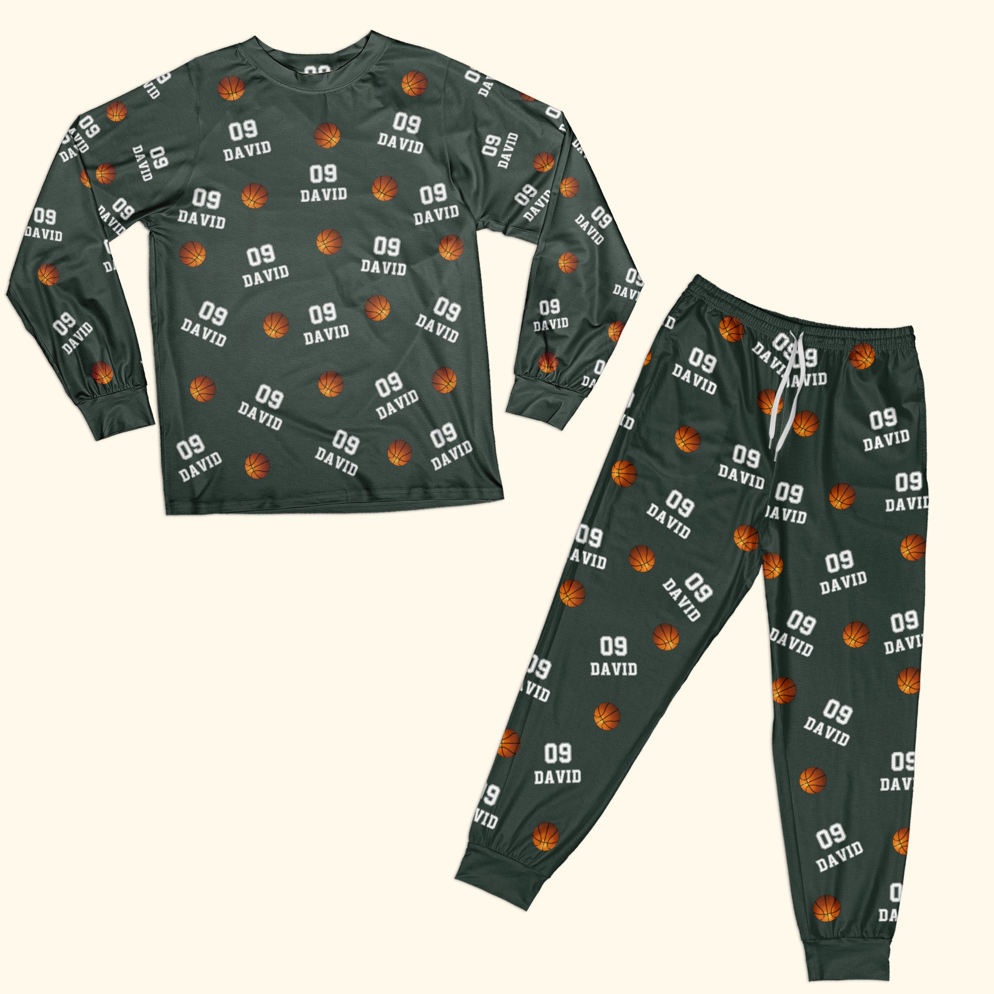 Basketball Custom Name, Number - Personalized Pajamas Set