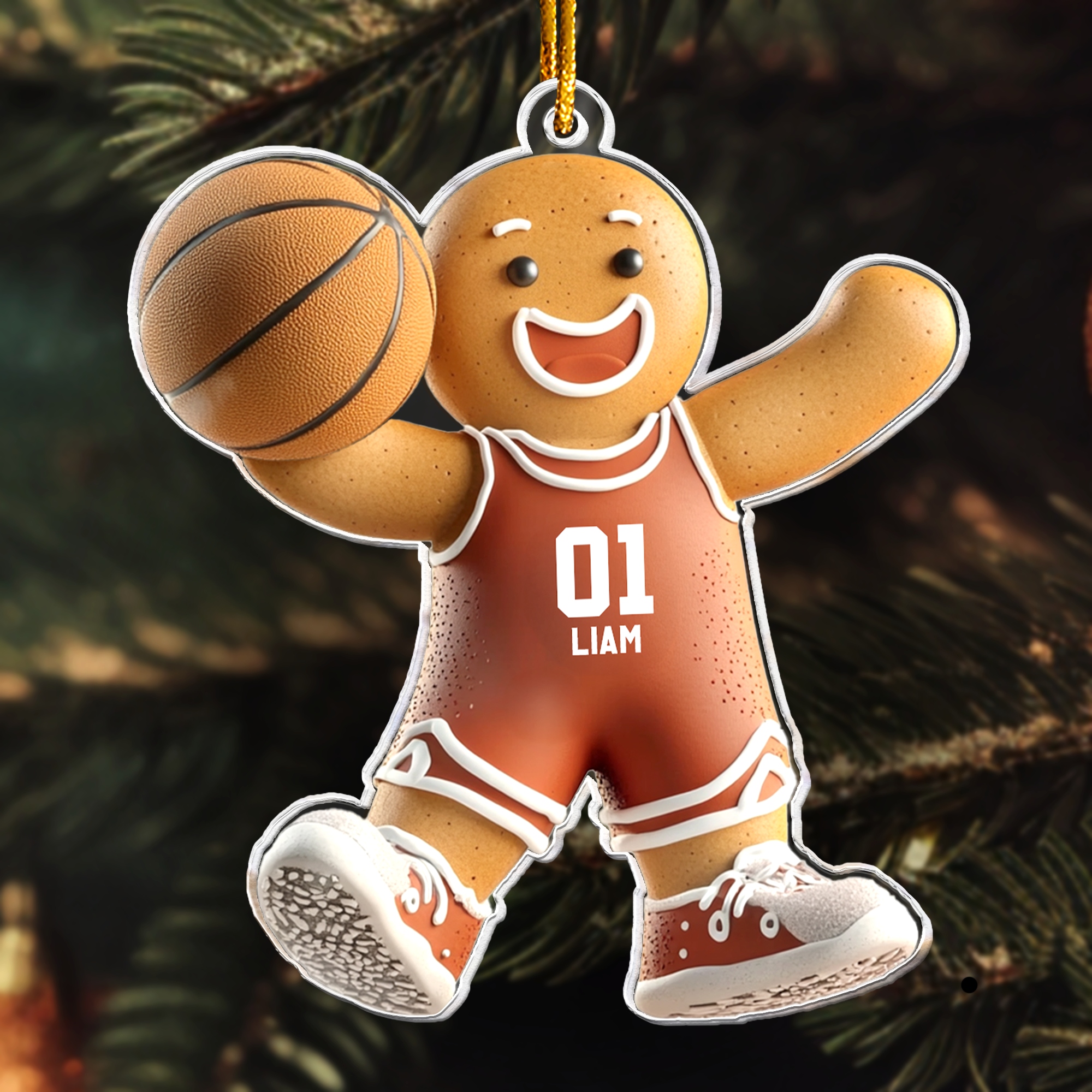 Basketball Gingerbread Christmas Ornament - Personalized Acrylic Ornament